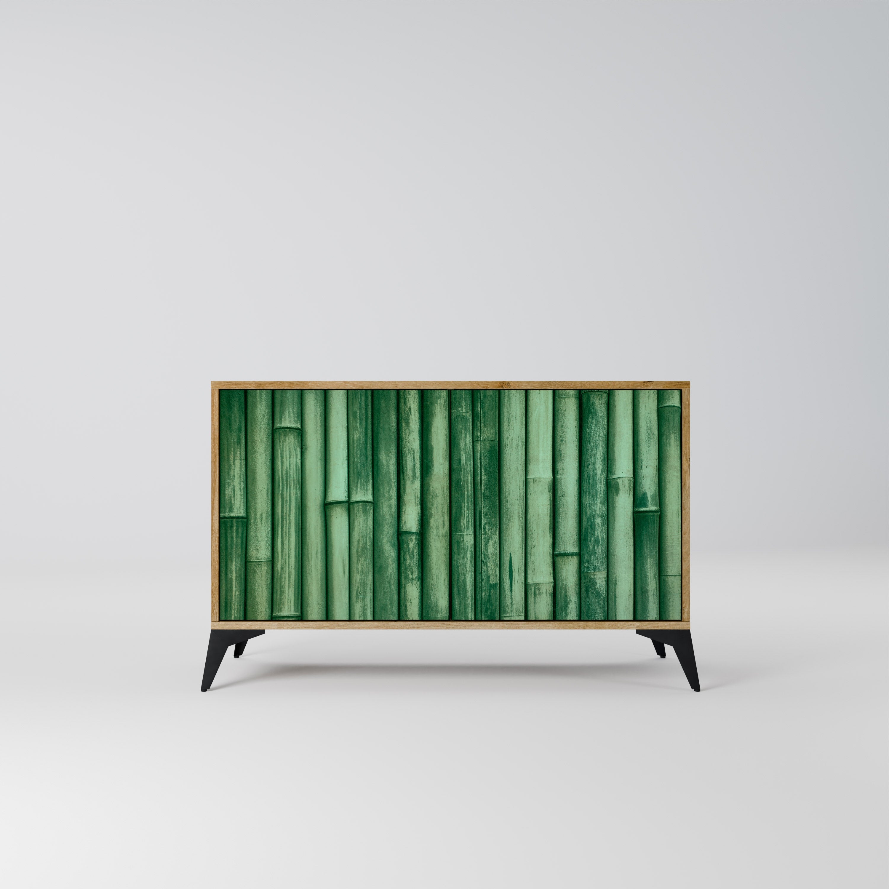 NATURAL GREEN 2-Door Sideboard in Oak Effect