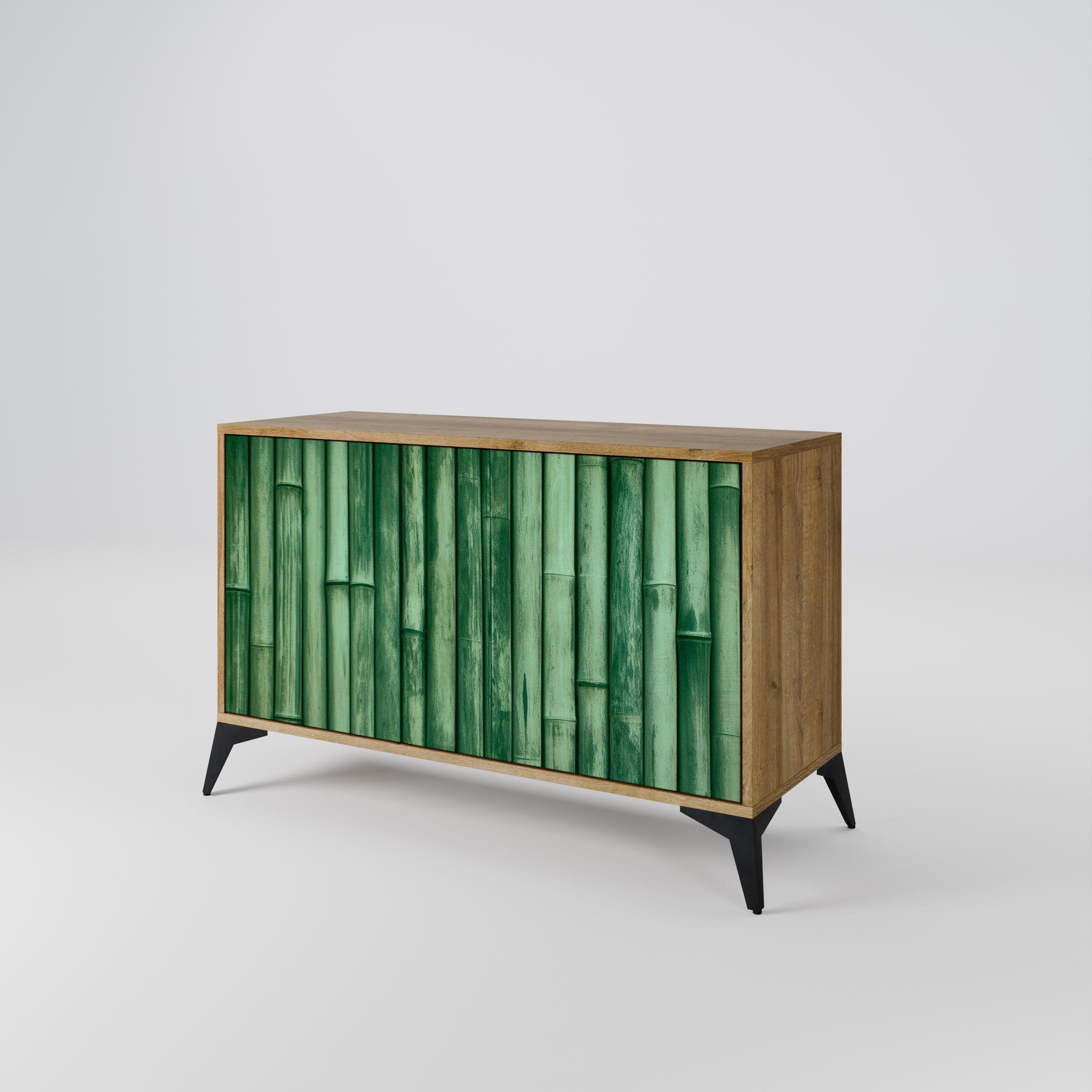 NATURAL GREEN 2-Door Sideboard in Oak Effect
