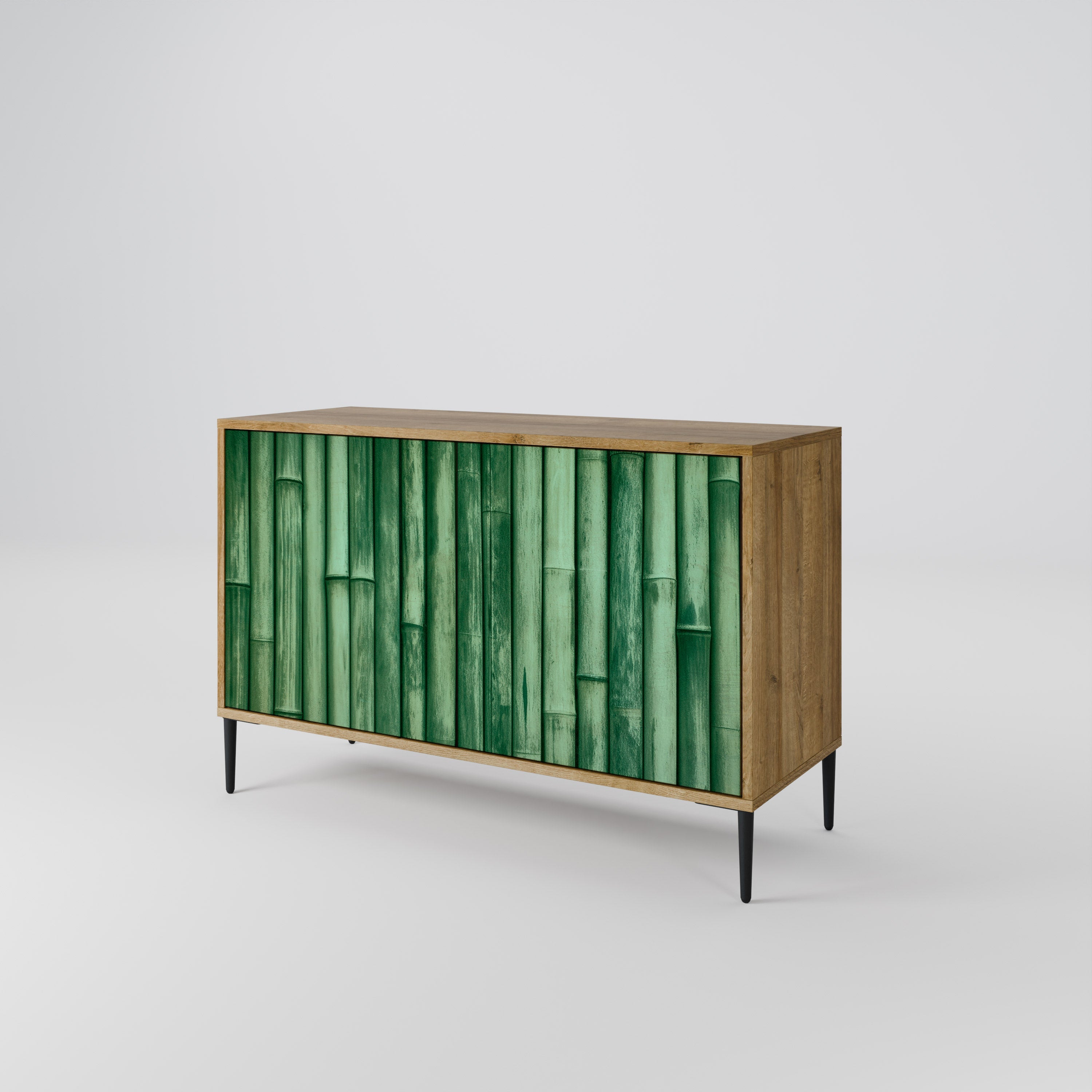 NATURAL GREEN 2-Door Sideboard in Oak Effect