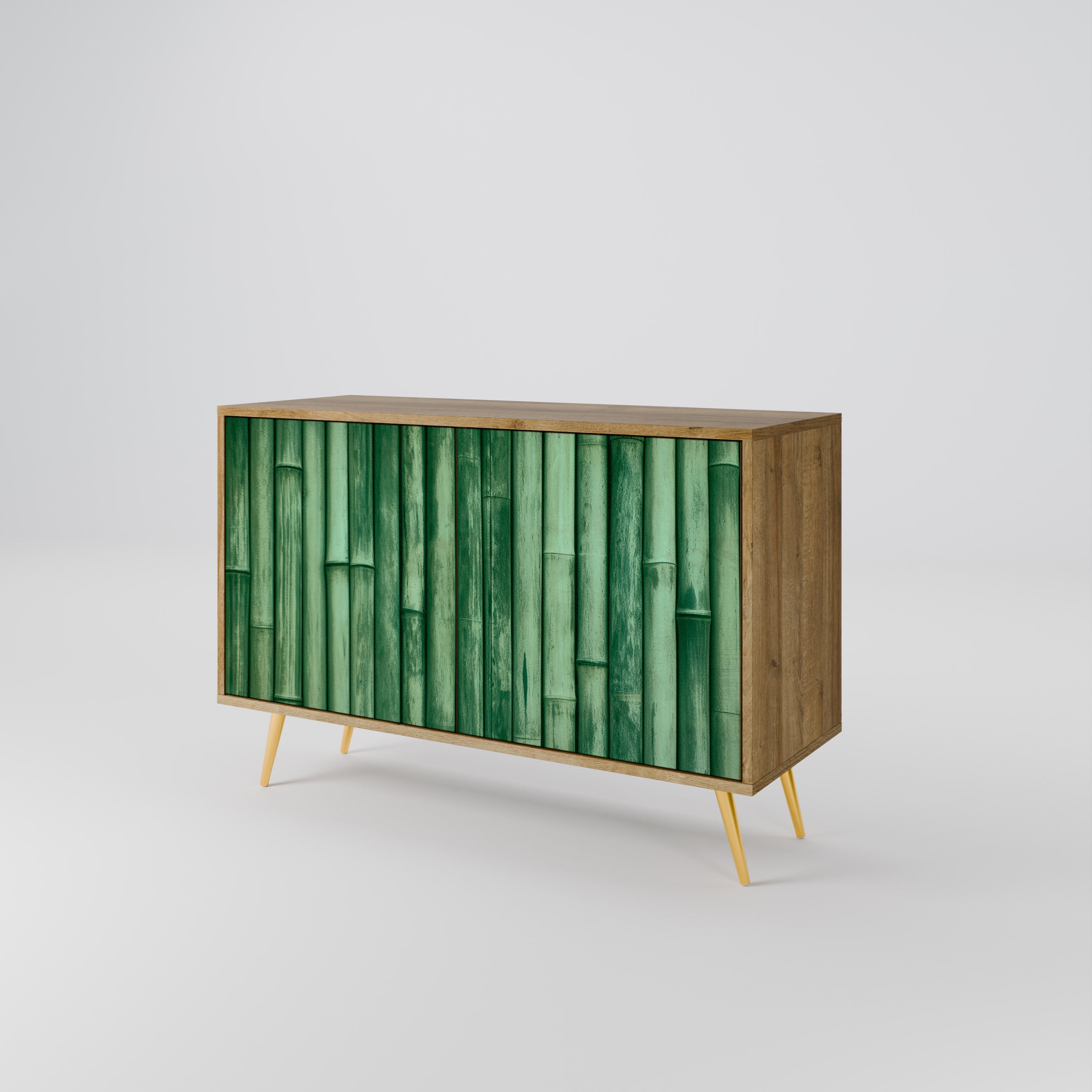 NATURAL GREEN 2-Door Sideboard in Oak Effect