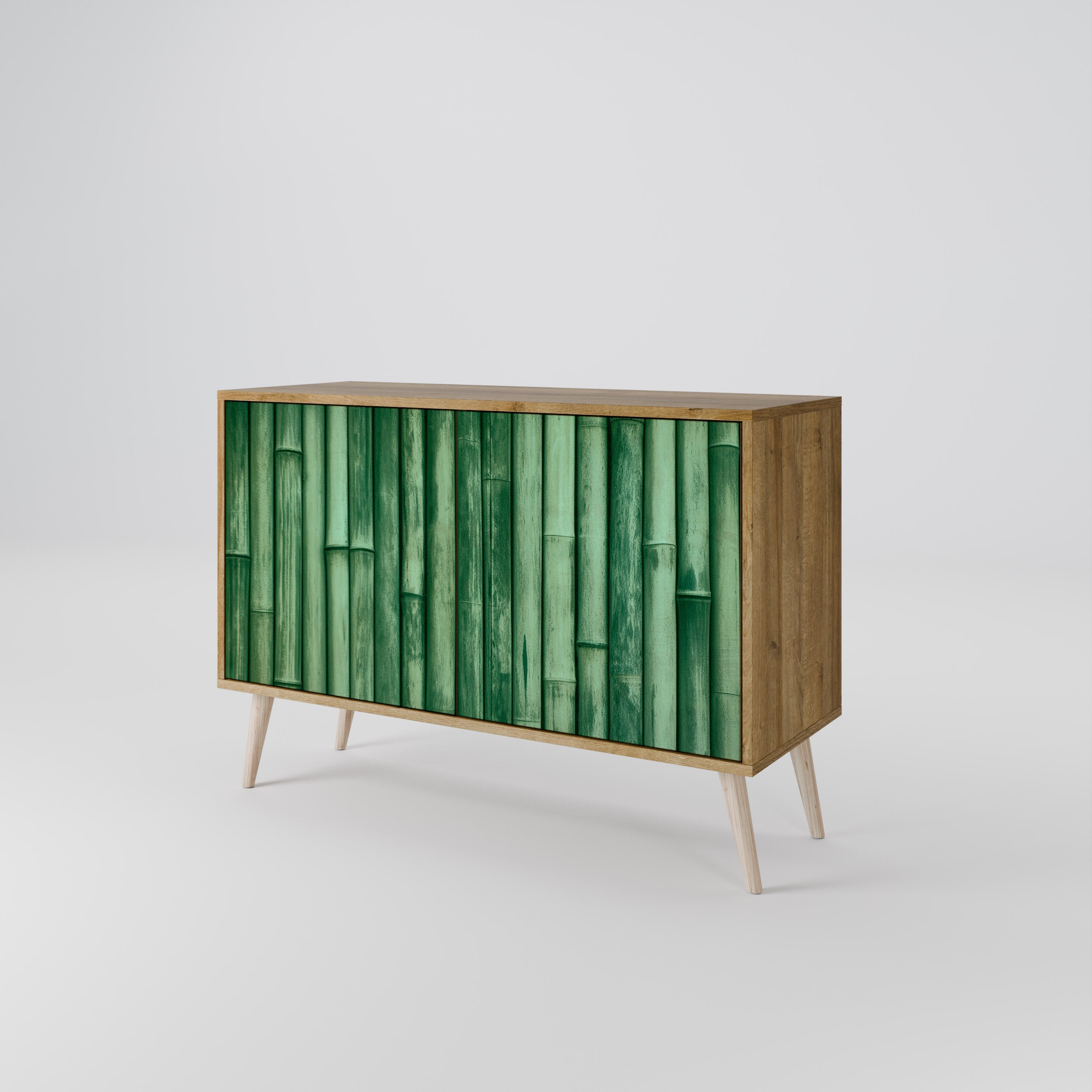 NATURAL GREEN 2-Door Sideboard in Oak Effect