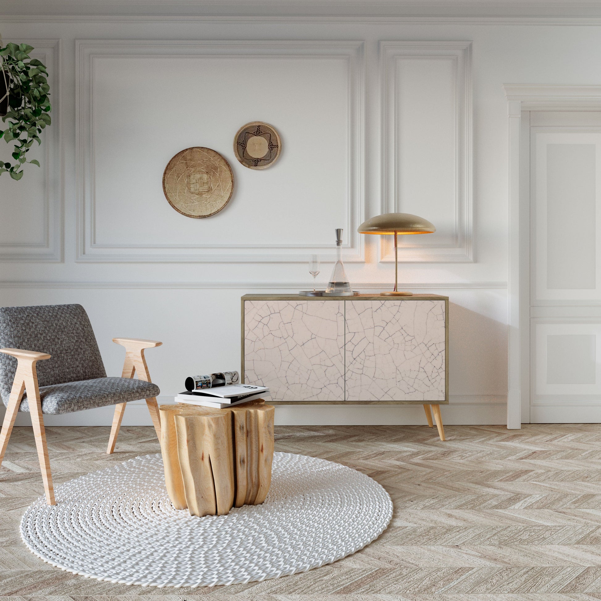 CERAMIC TEXTURE 2-Door Sideboard in Oak Effect