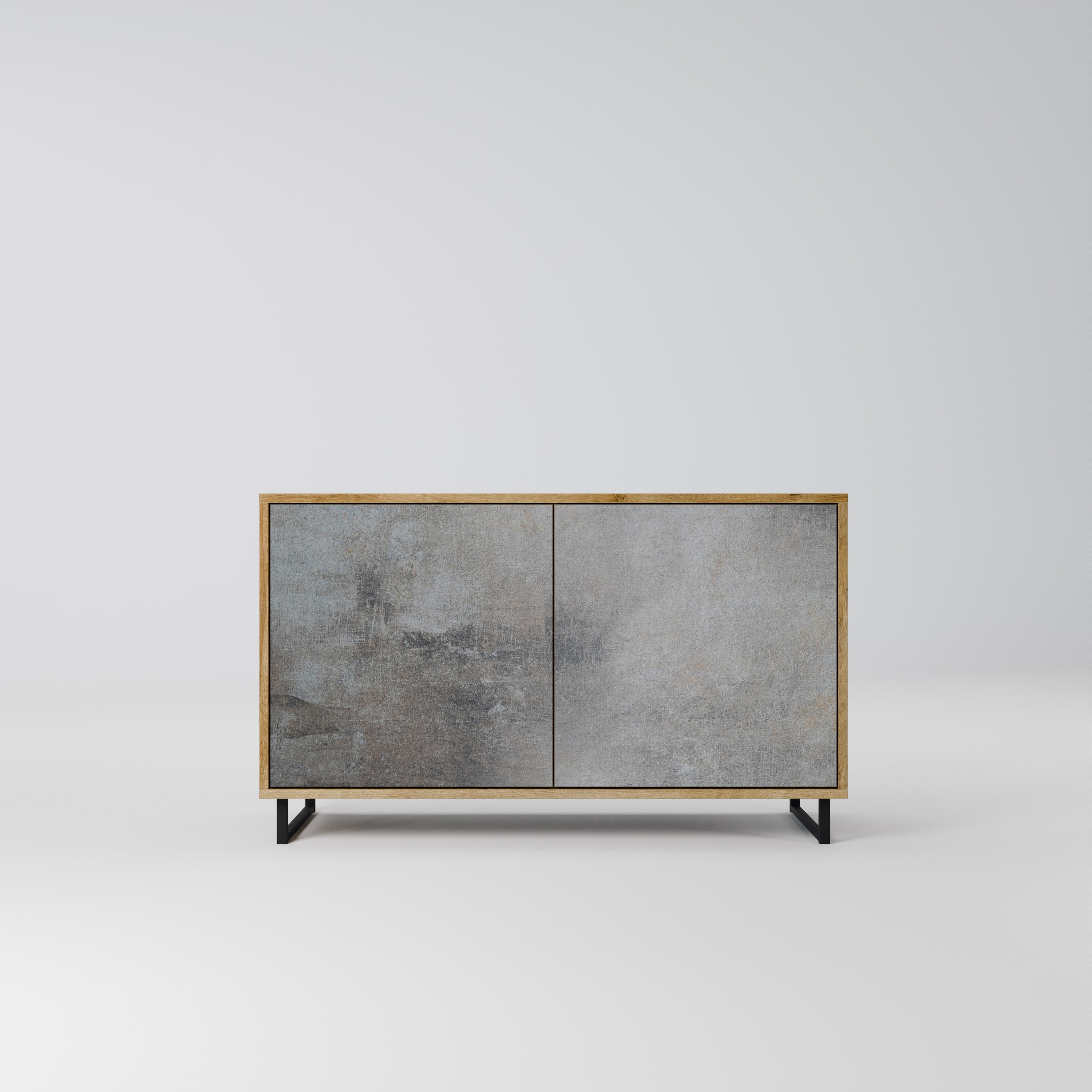 CONCRETE WALL 2-Door Sideboard in Oak Effect