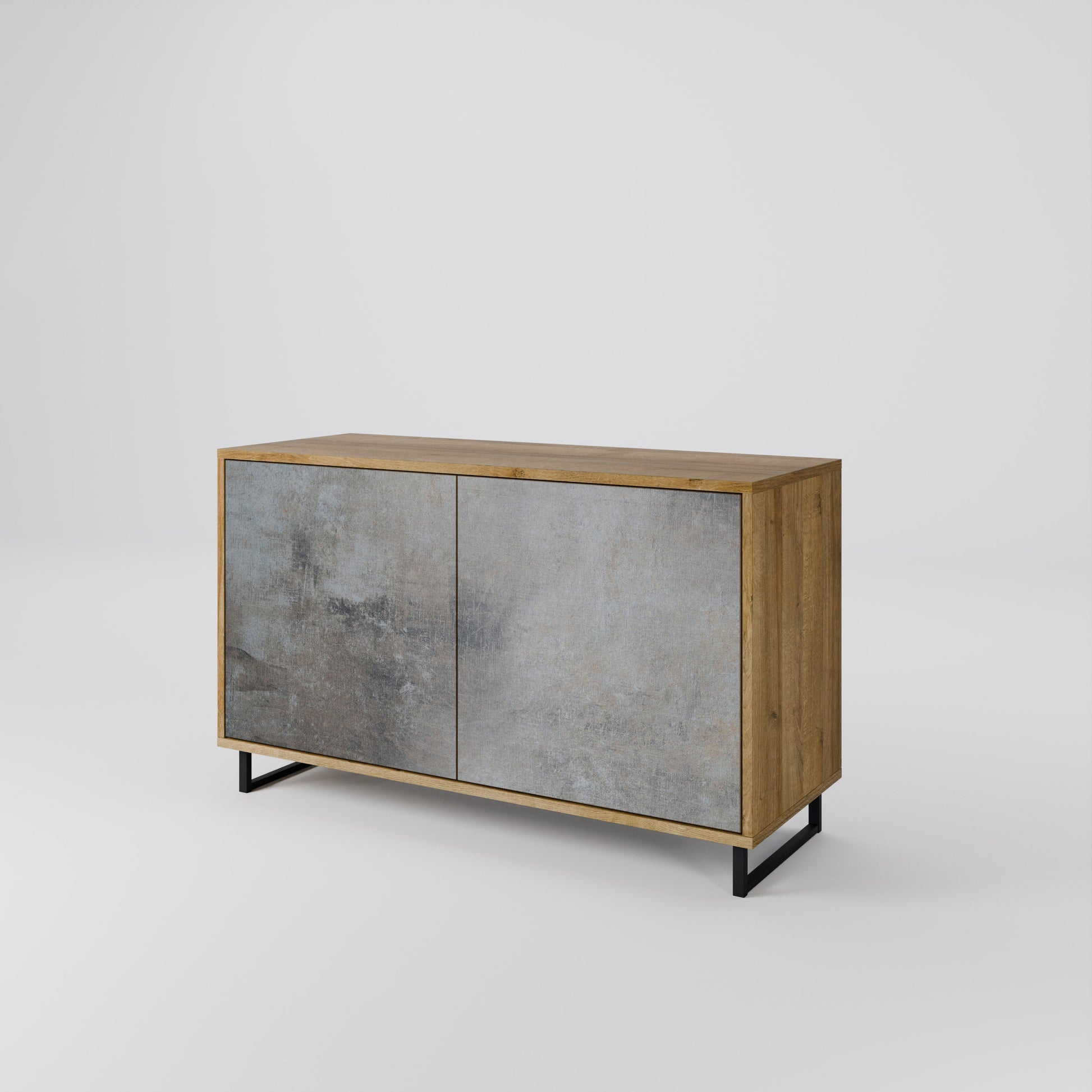 CONCRETE WALL 2-Door Sideboard in Oak Effect
