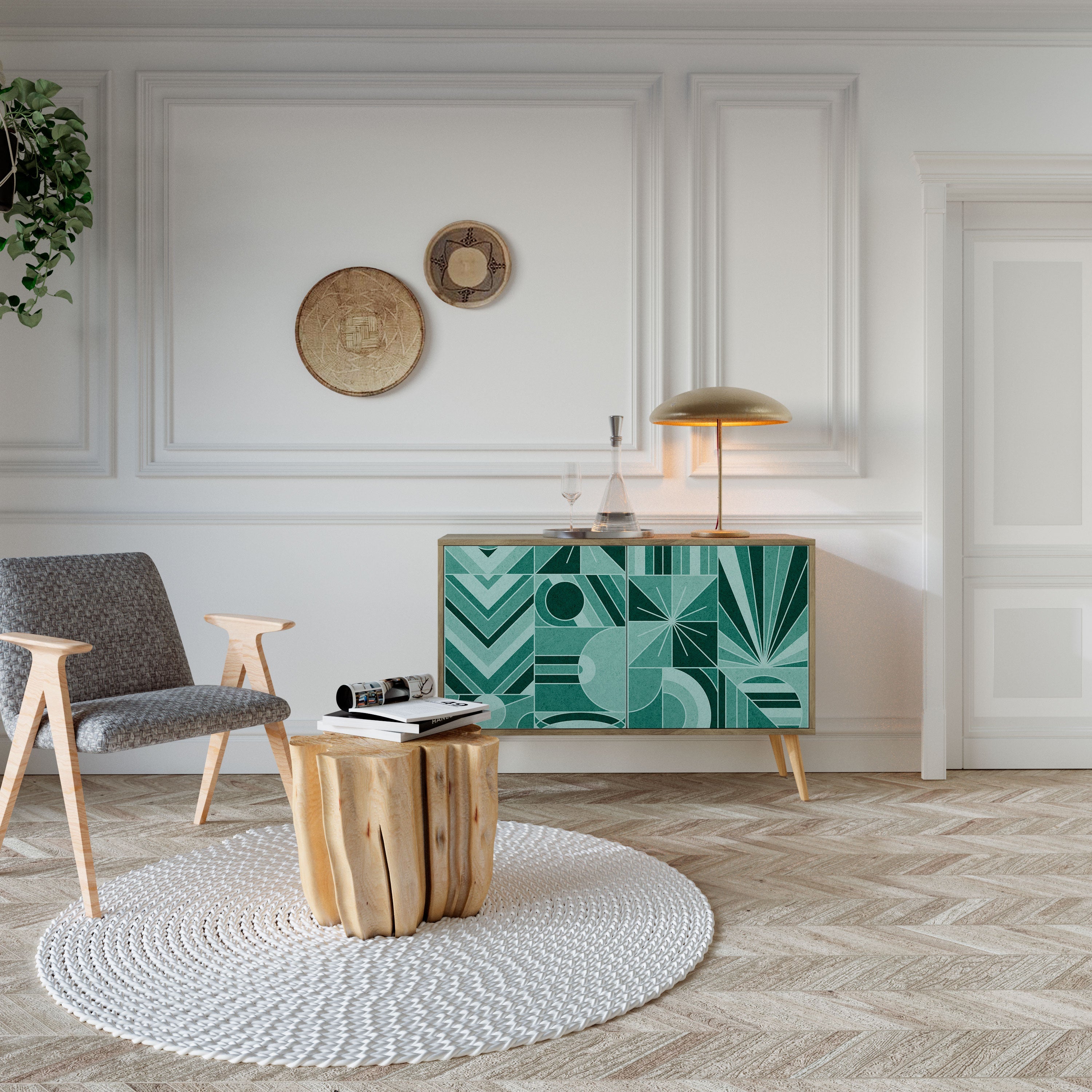 HARMONIC GRID 2-Door Sideboard in Oak Effect