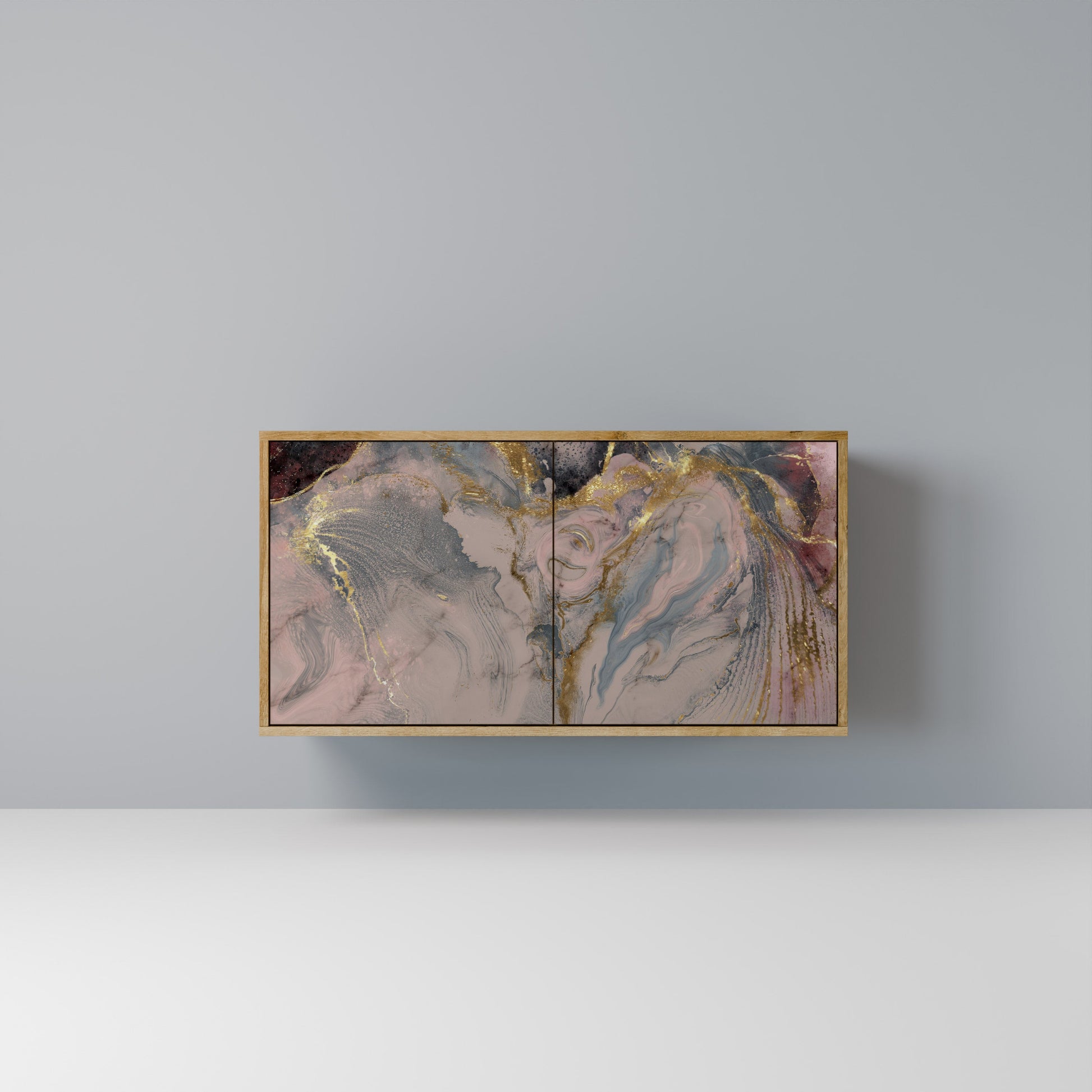 Buffet 2 portes GILDED SWIRLS effet chêne