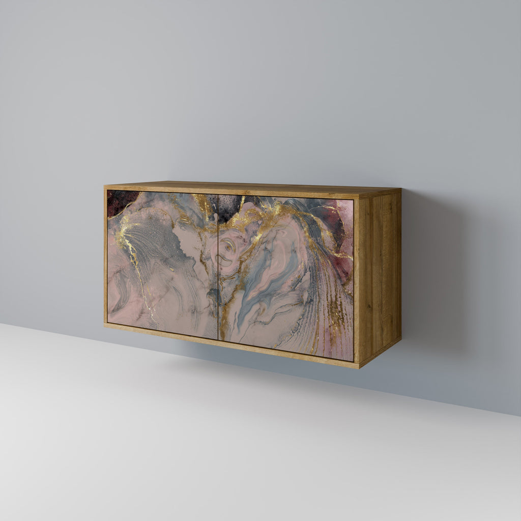 Buffet 2 portes GILDED SWIRLS effet chêne