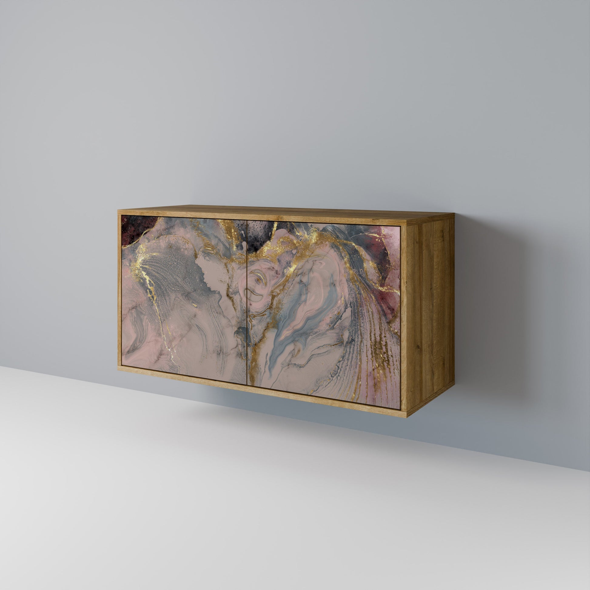 Buffet 2 portes GILDED SWIRLS effet chêne
