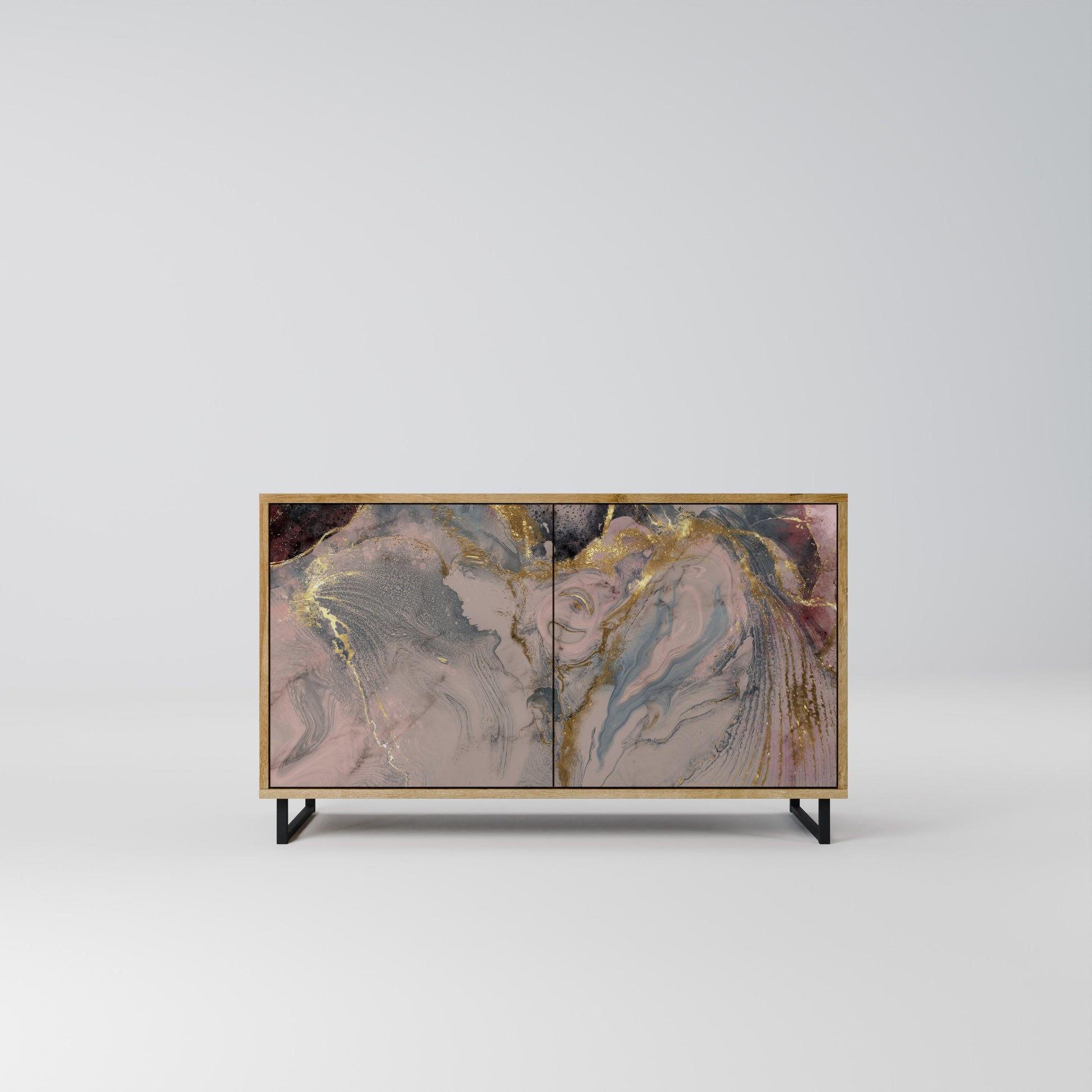Buffet 2 portes GILDED SWIRLS effet chêne