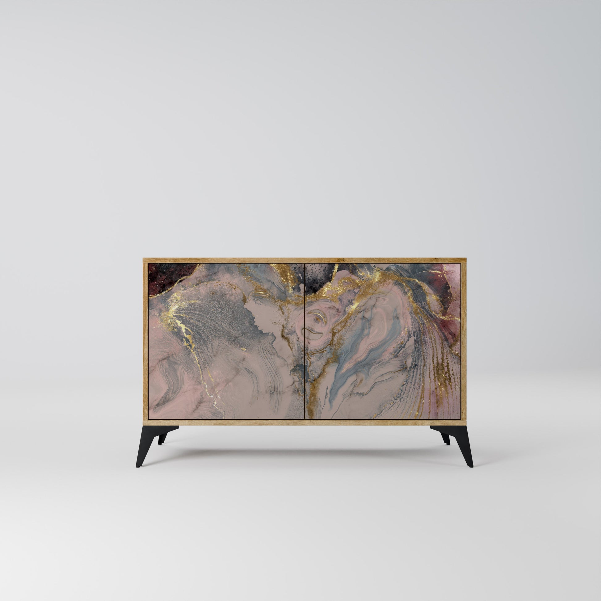 Buffet 2 portes GILDED SWIRLS effet chêne