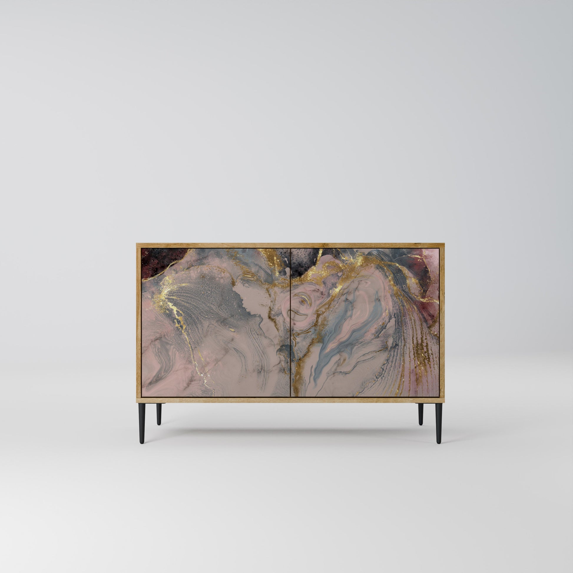 Buffet 2 portes GILDED SWIRLS effet chêne