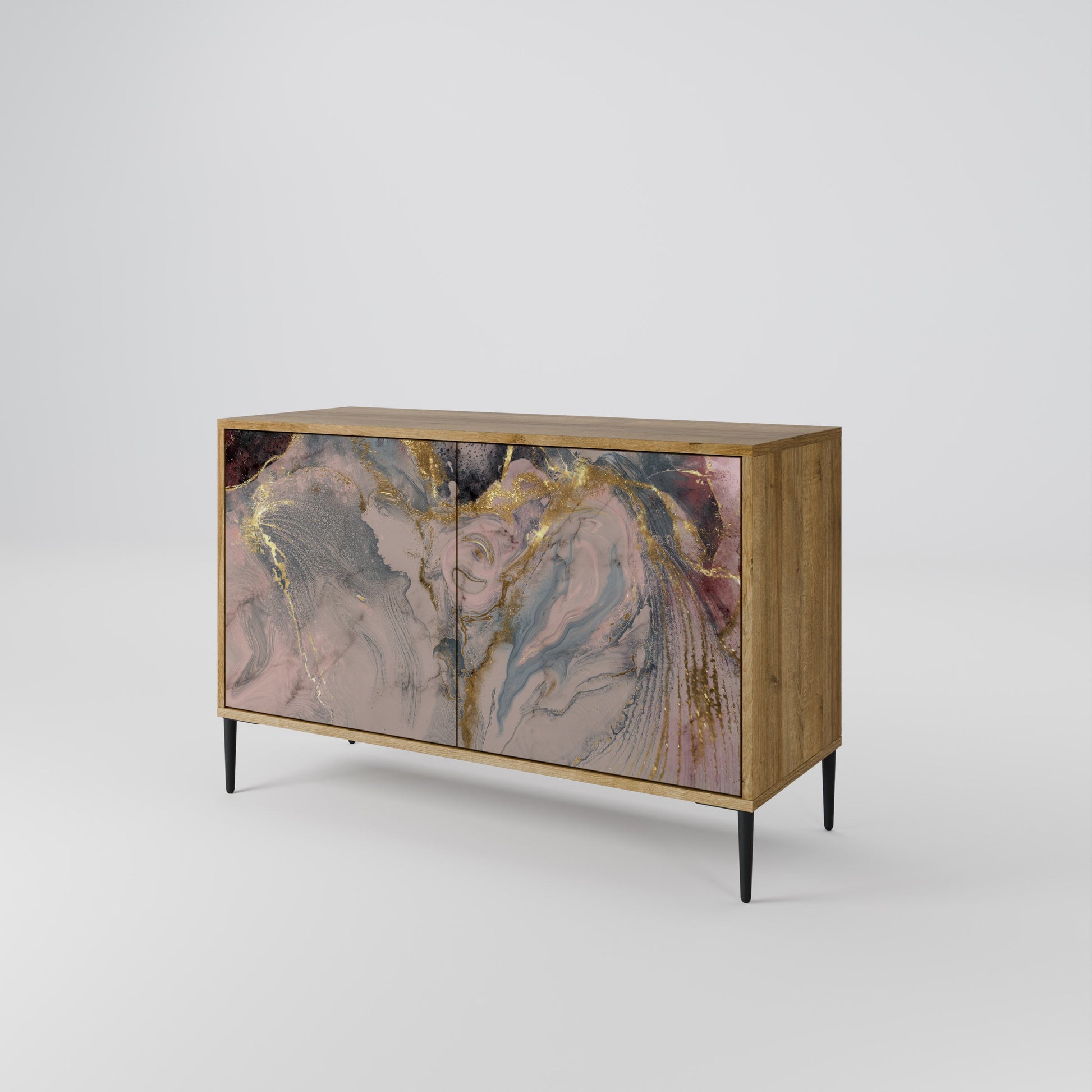 Buffet 2 portes GILDED SWIRLS effet chêne
