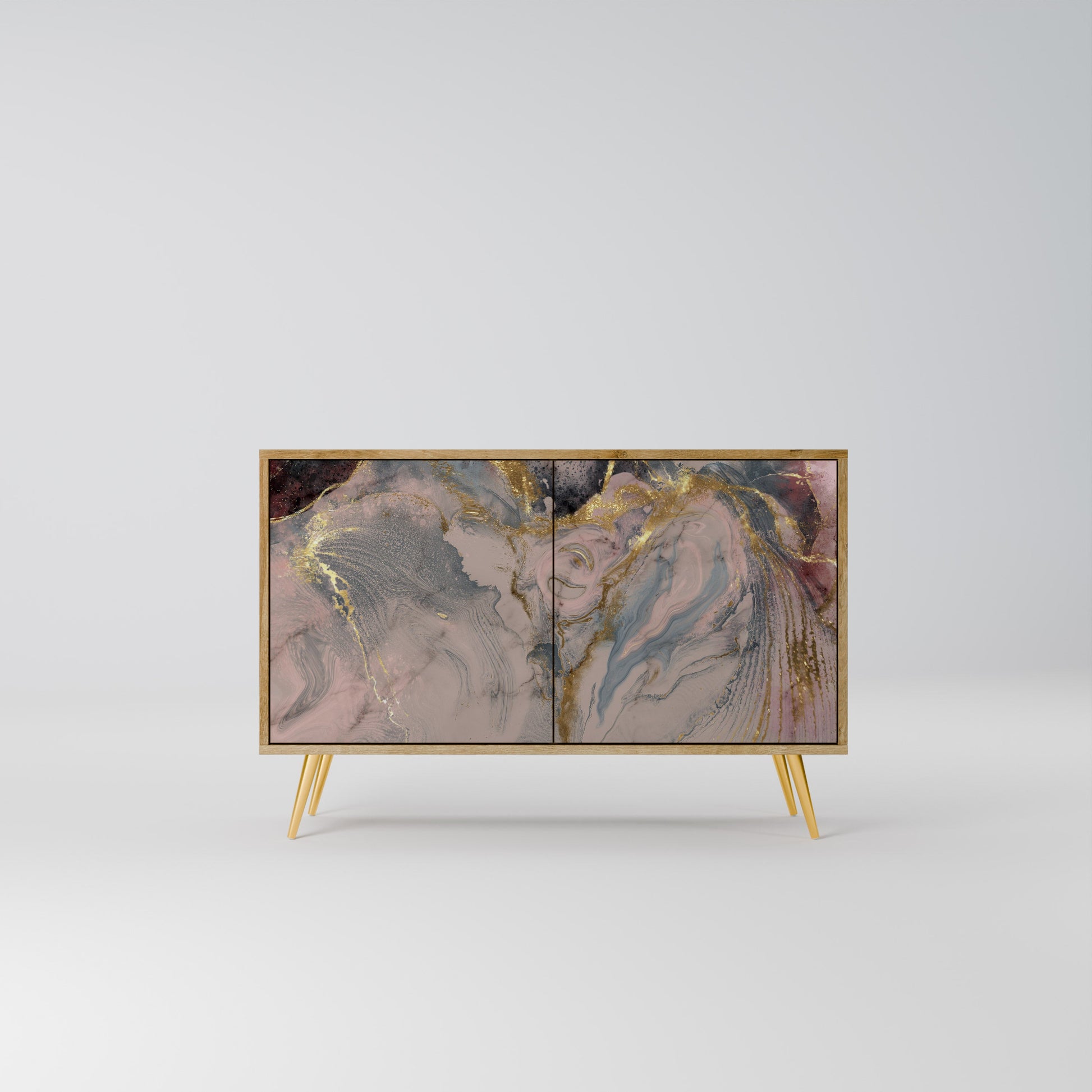 Buffet 2 portes GILDED SWIRLS effet chêne