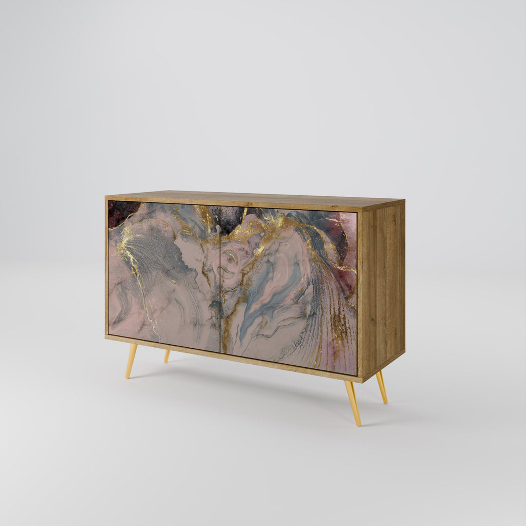 Buffet 2 portes GILDED SWIRLS effet chêne
