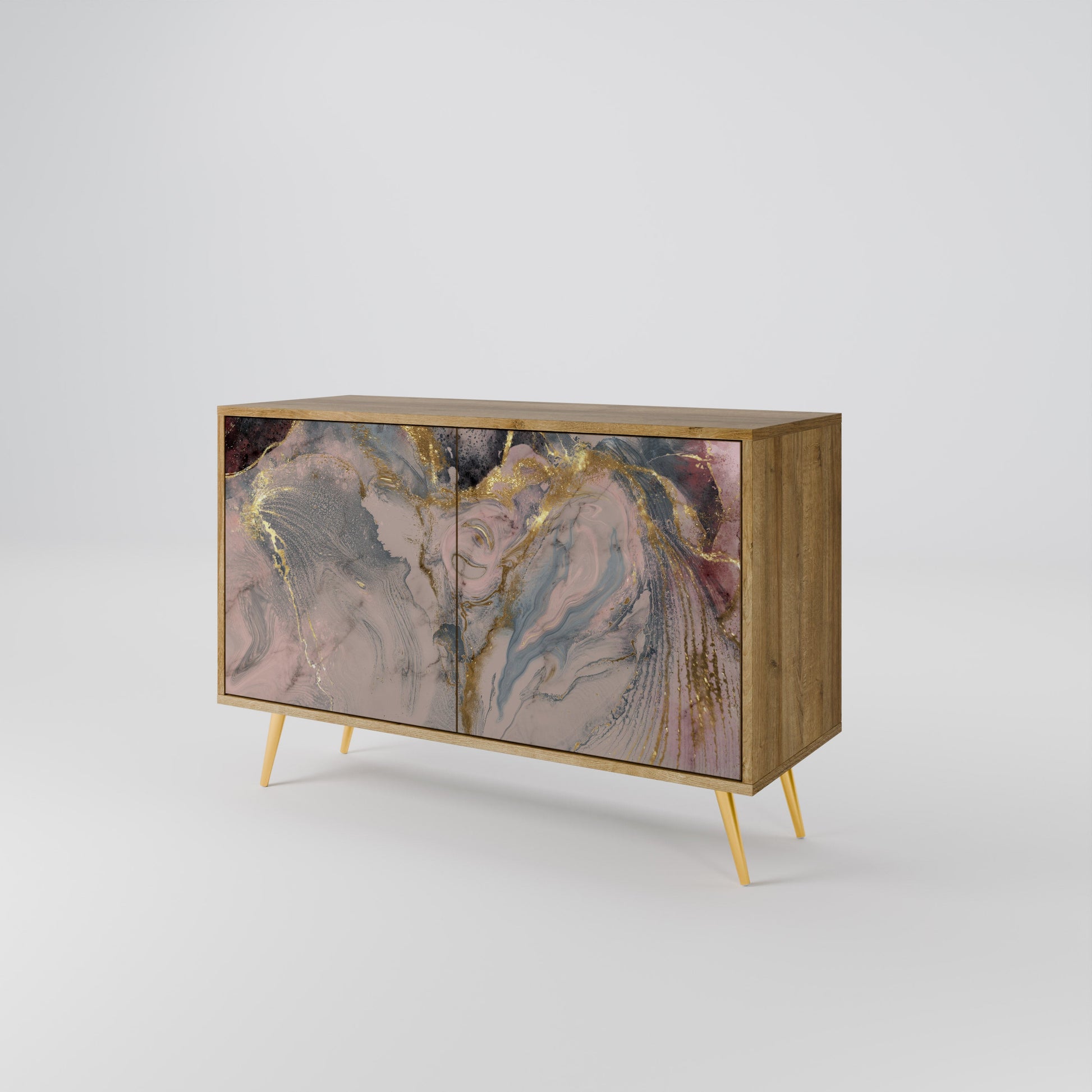 Buffet 2 portes GILDED SWIRLS effet chêne