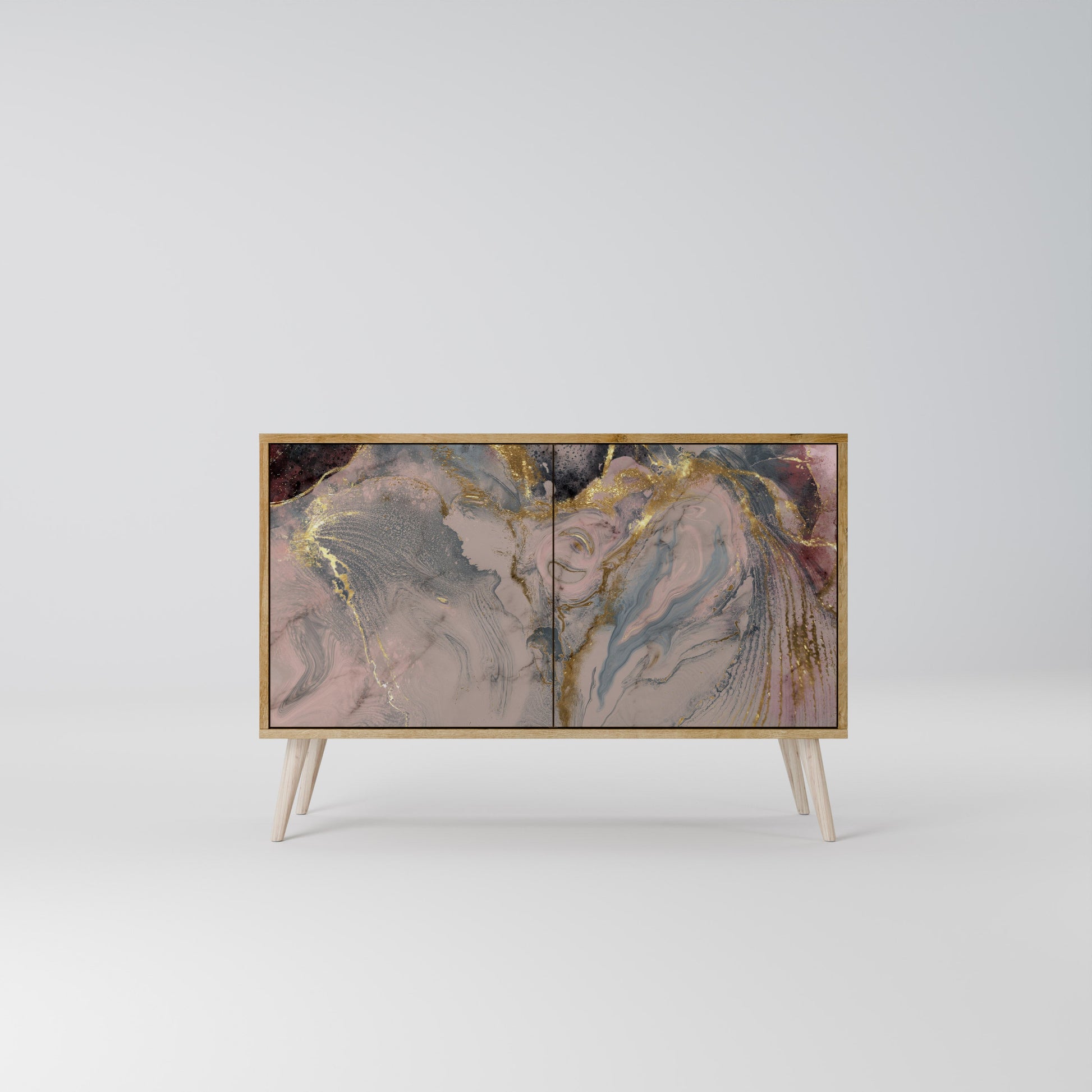 Buffet 2 portes GILDED SWIRLS effet chêne