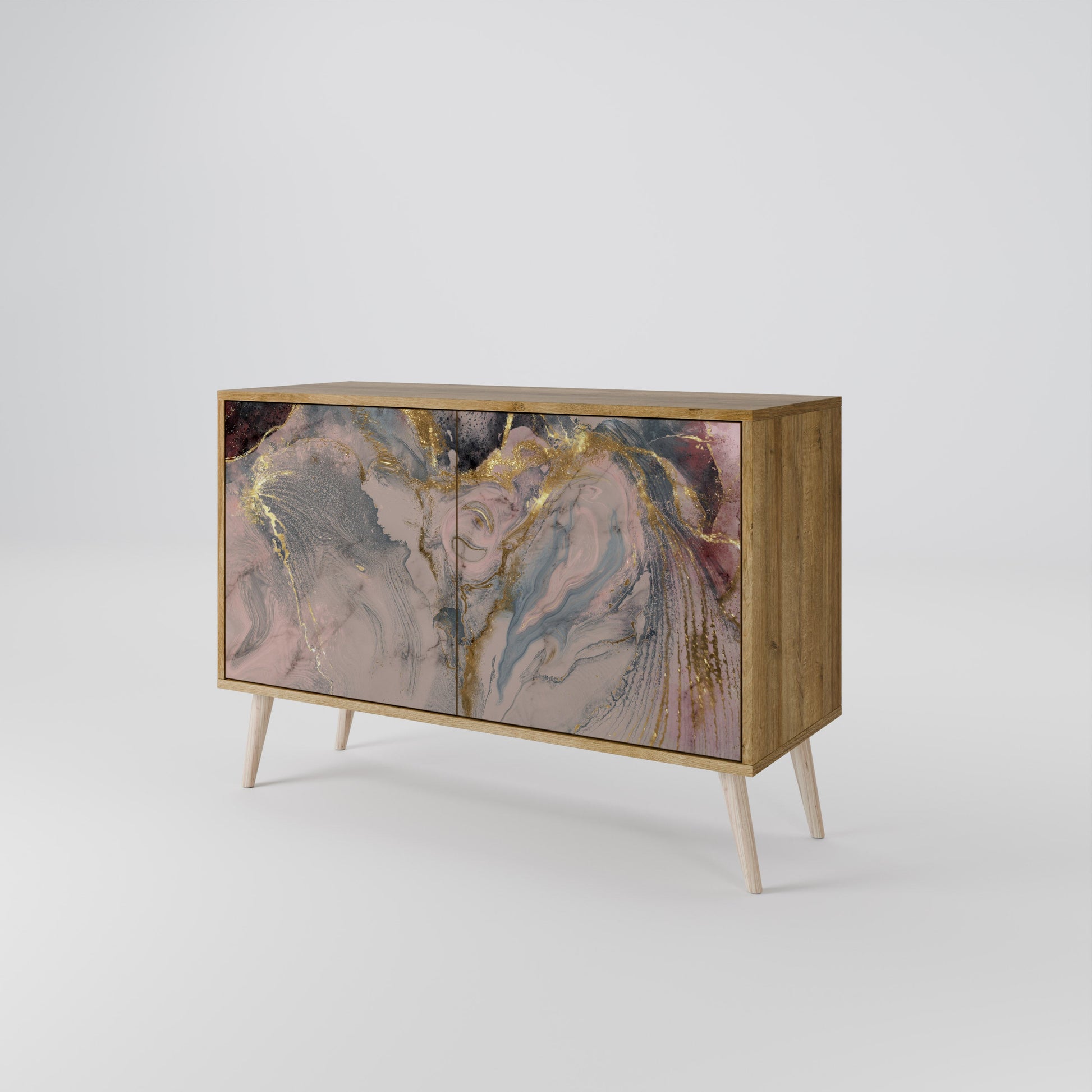 Buffet 2 portes GILDED SWIRLS effet chêne