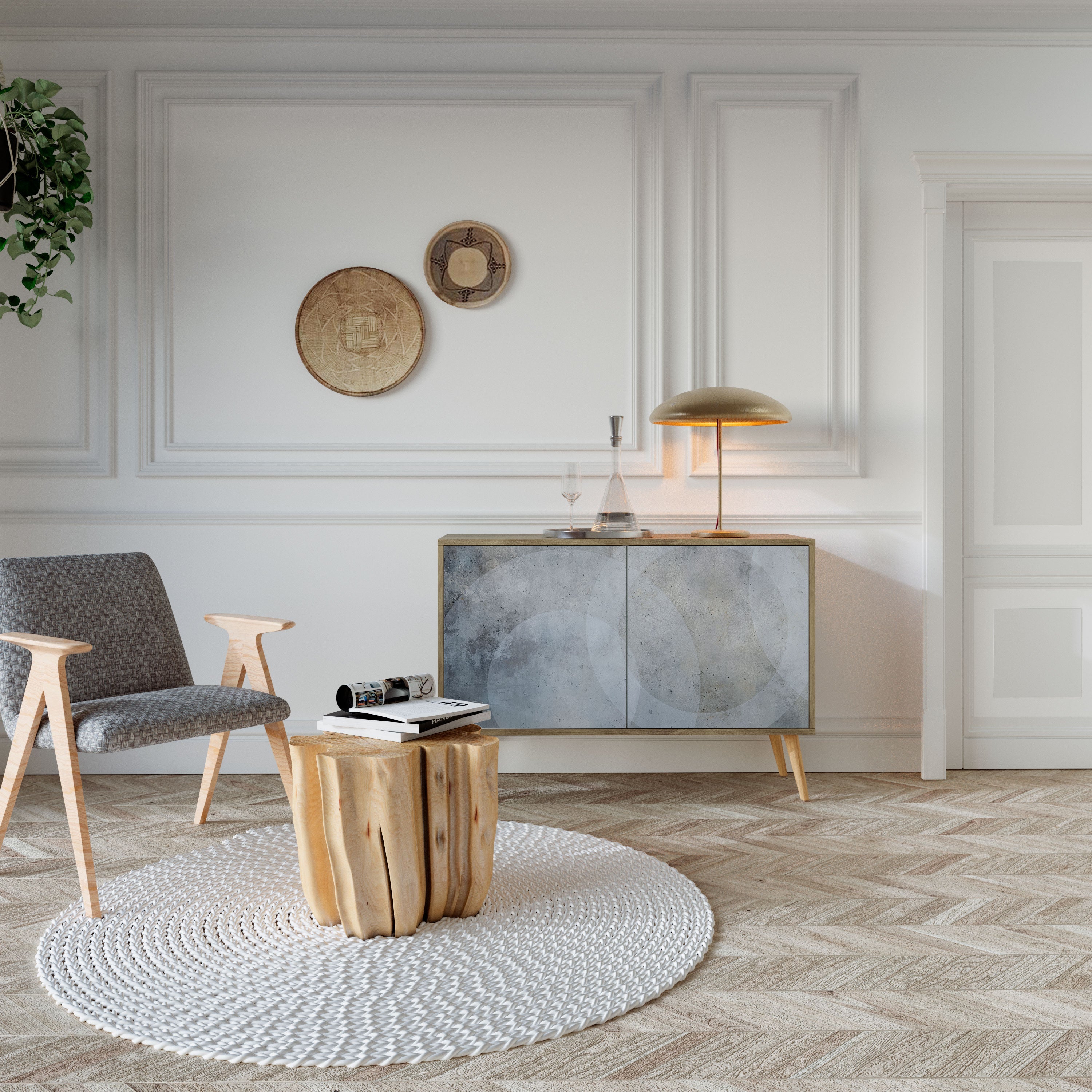 MUTED ARC 2-Door Sideboard in Oak Effect