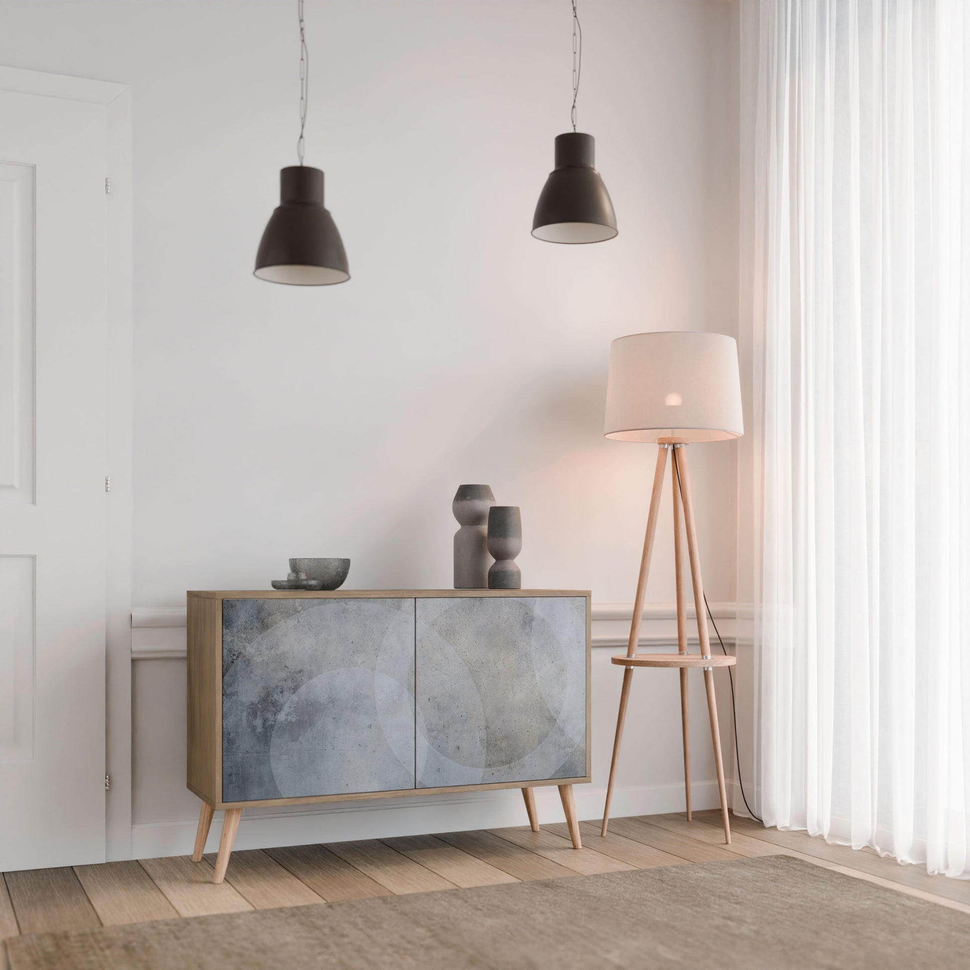 Buffet 2 portes MUTED ARC effet chêne