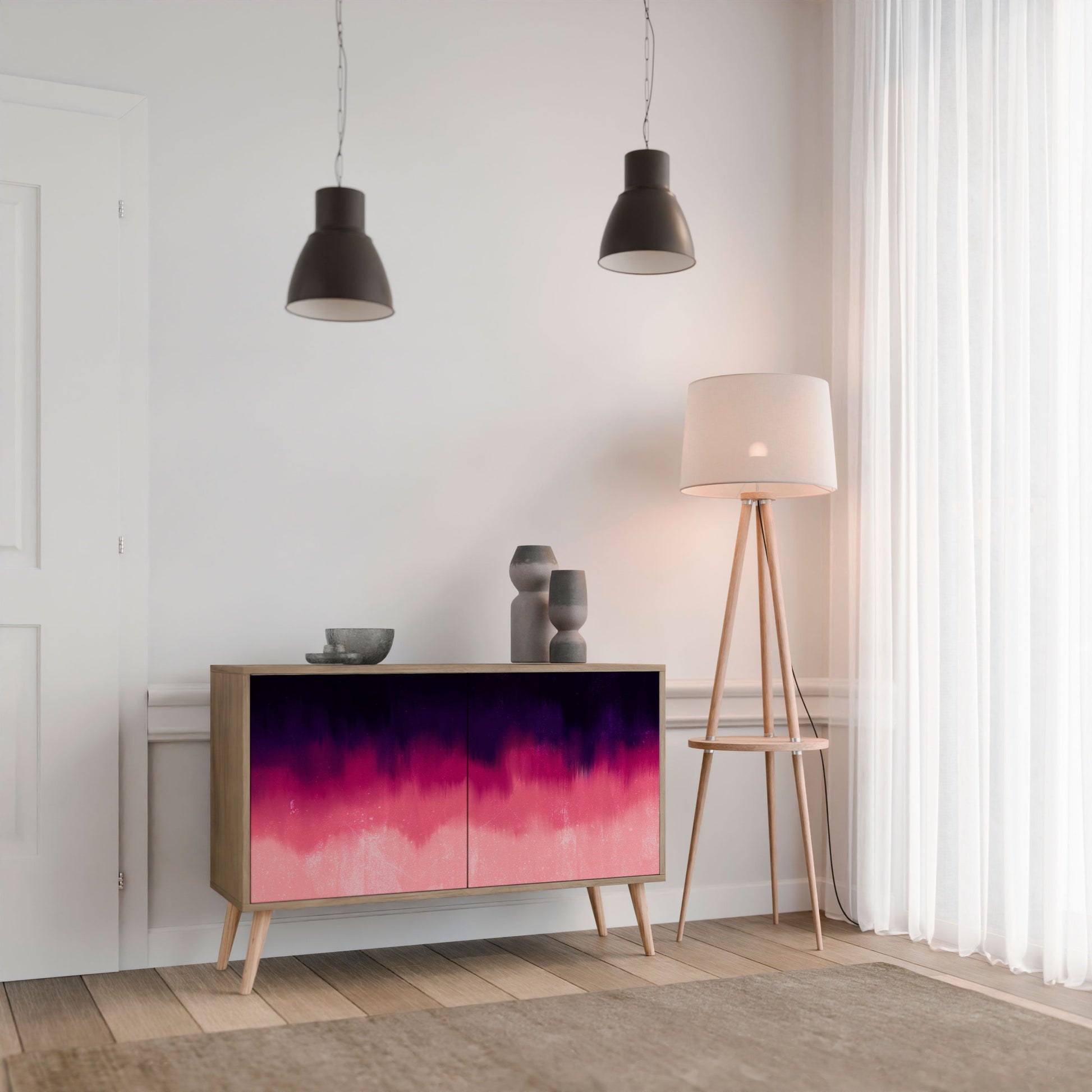 Buffet 2 portes AURORA BOREALIS effet chêne