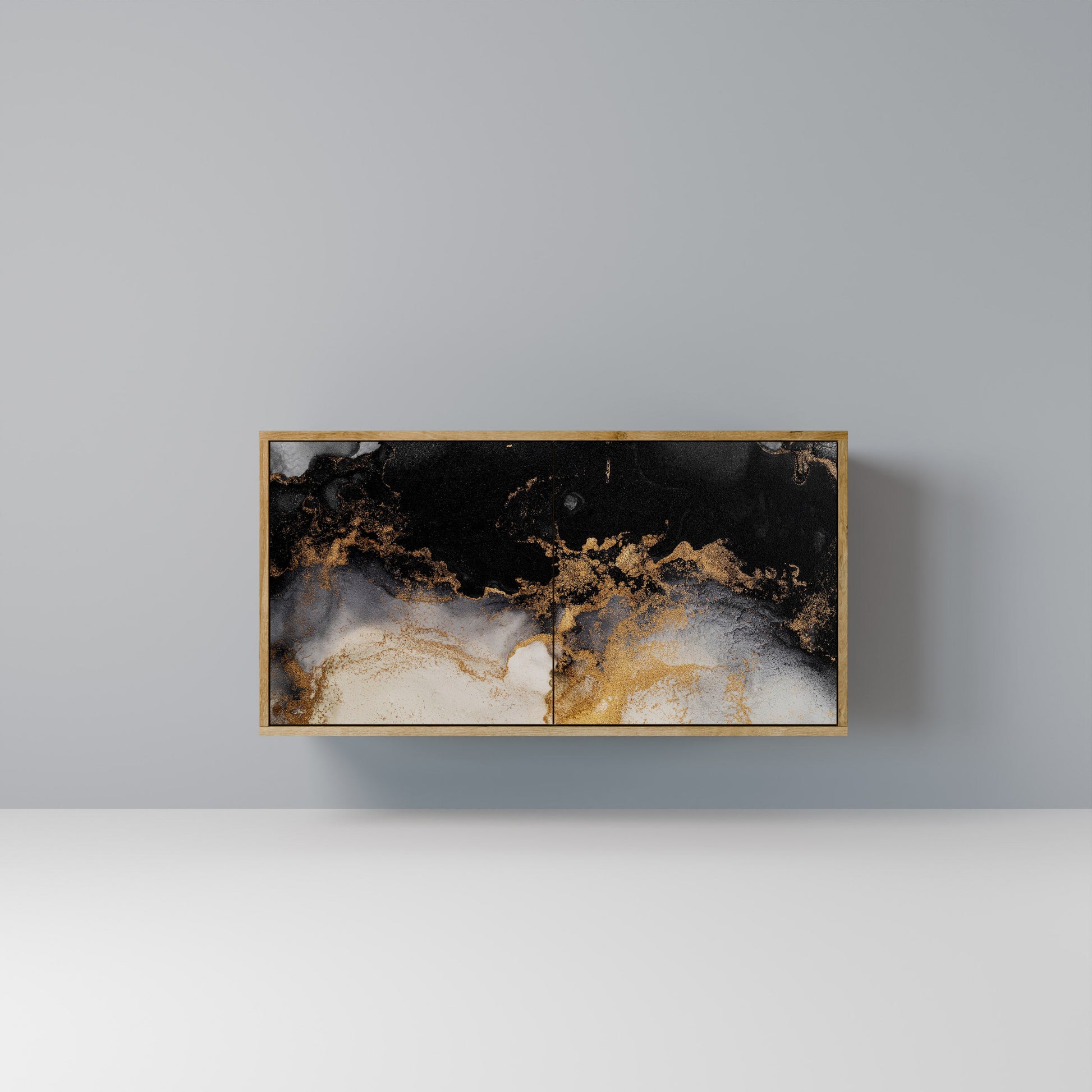 Buffet 2 portes MARBLE OF TOMMORROW effet chêne