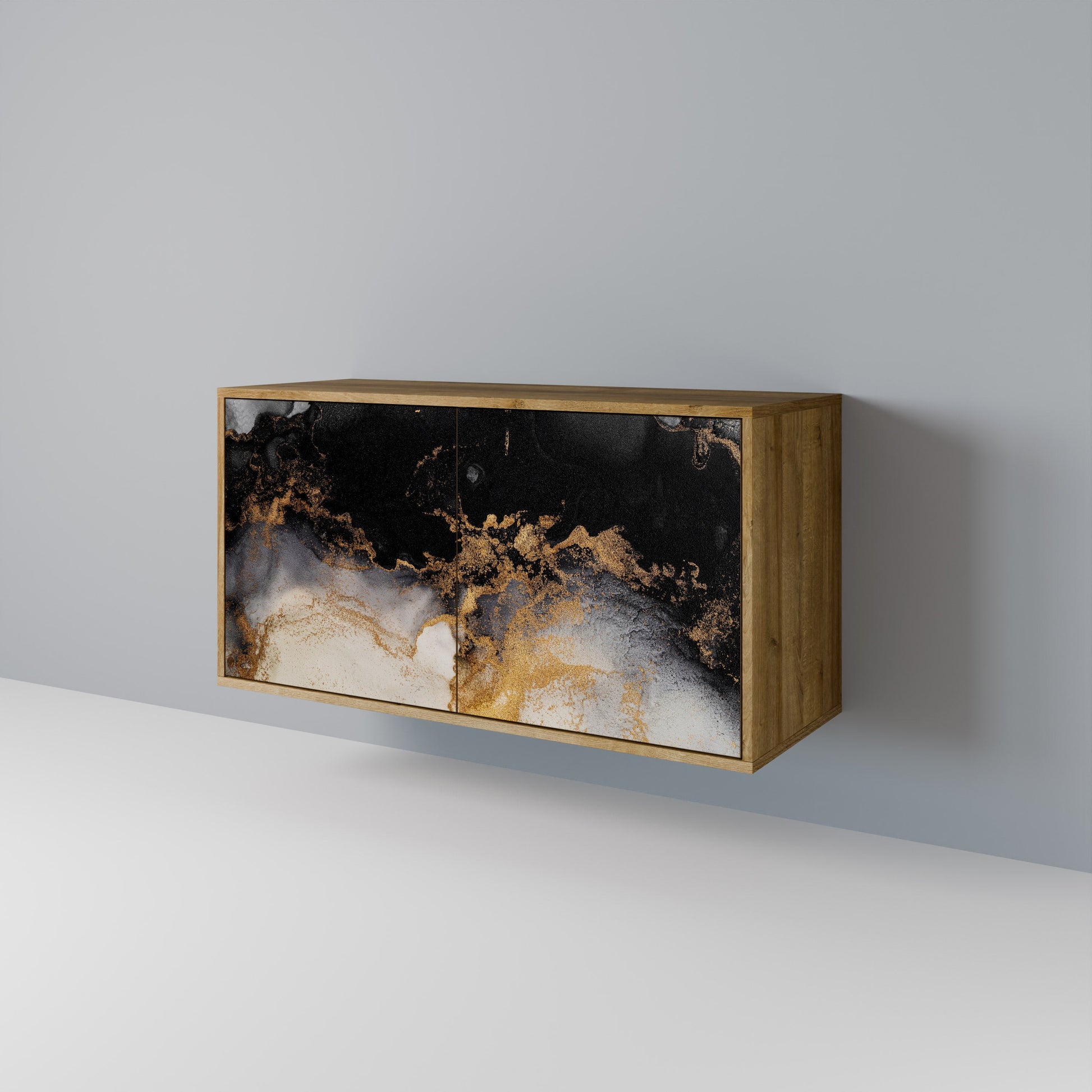Buffet 2 portes MARBLE OF TOMMORROW effet chêne