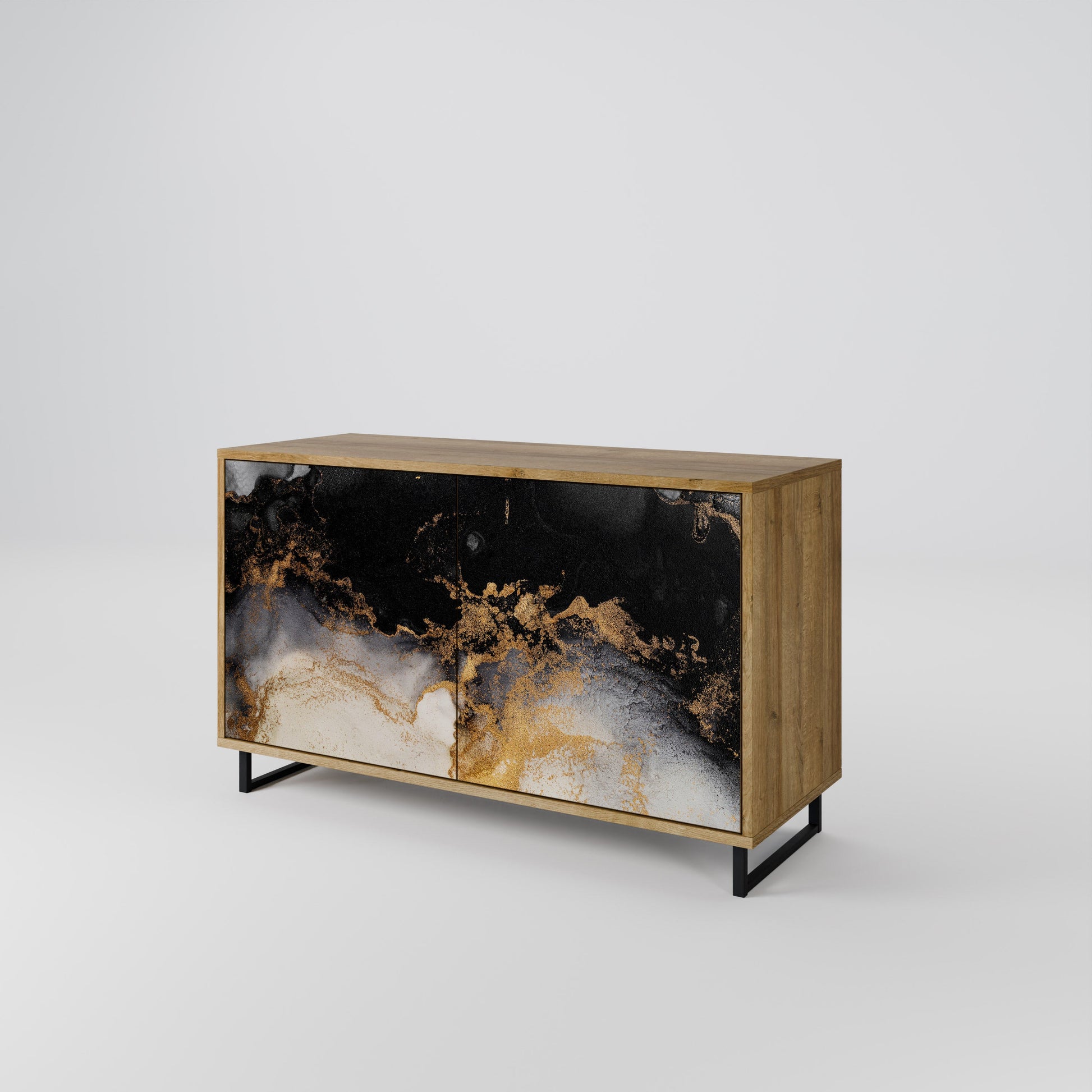 Buffet 2 portes MARBLE OF TOMMORROW effet chêne