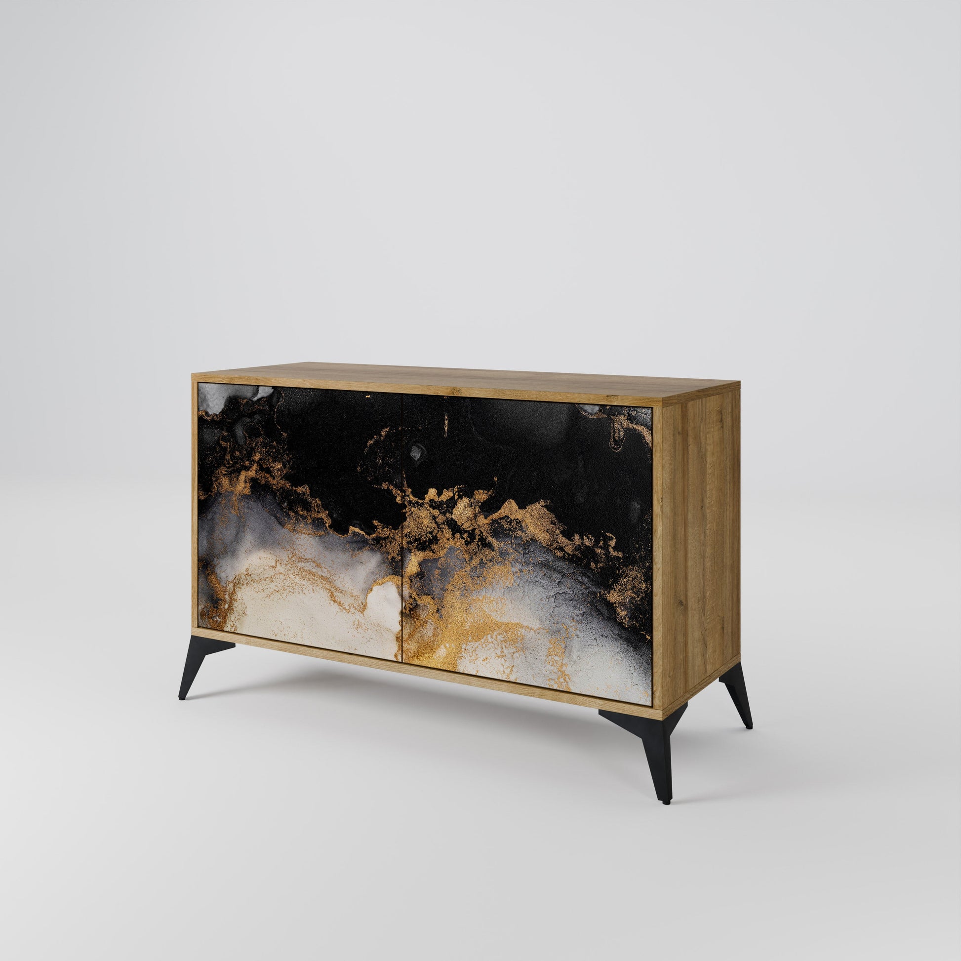 Buffet 2 portes MARBLE OF TOMMORROW effet chêne