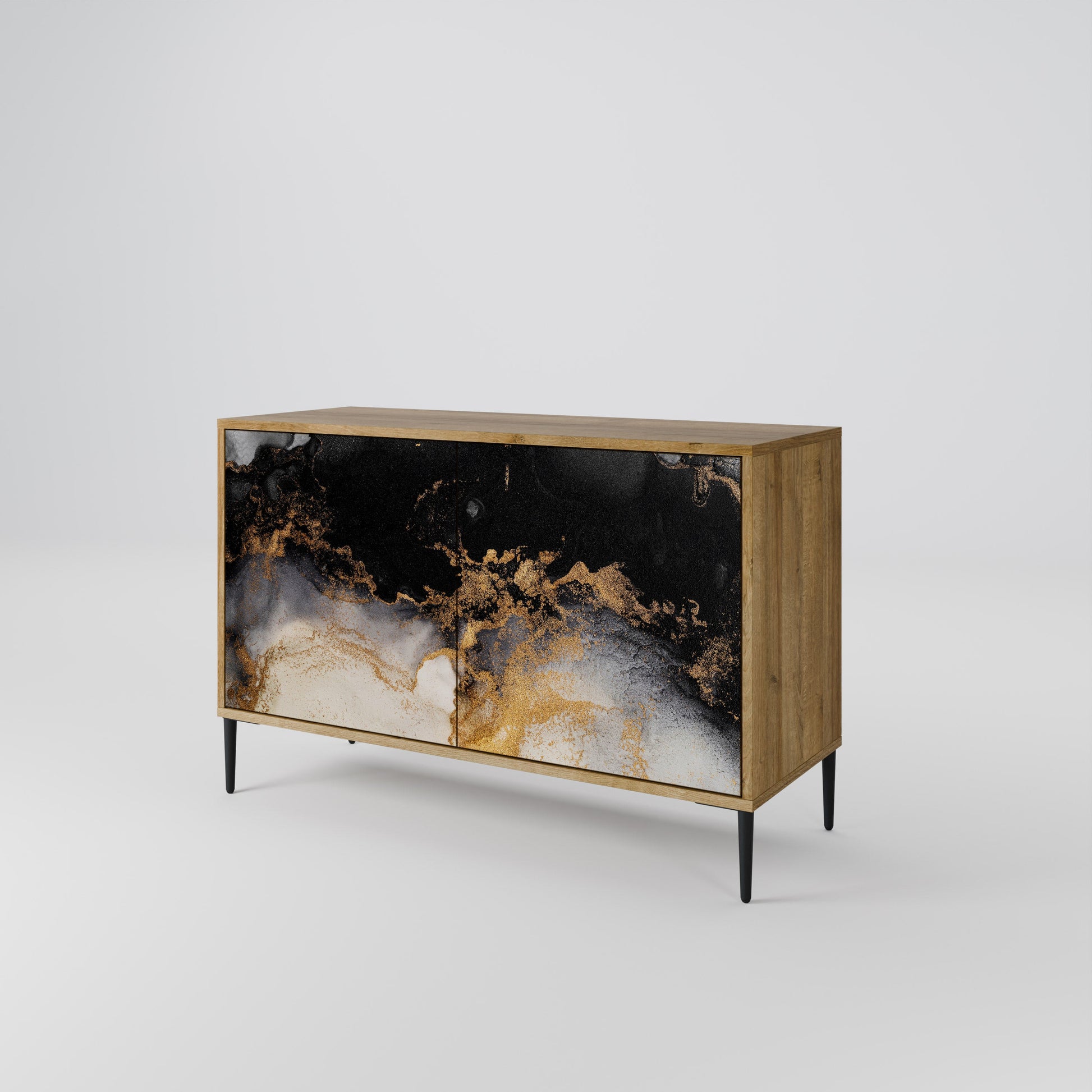 Buffet 2 portes MARBLE OF TOMMORROW effet chêne