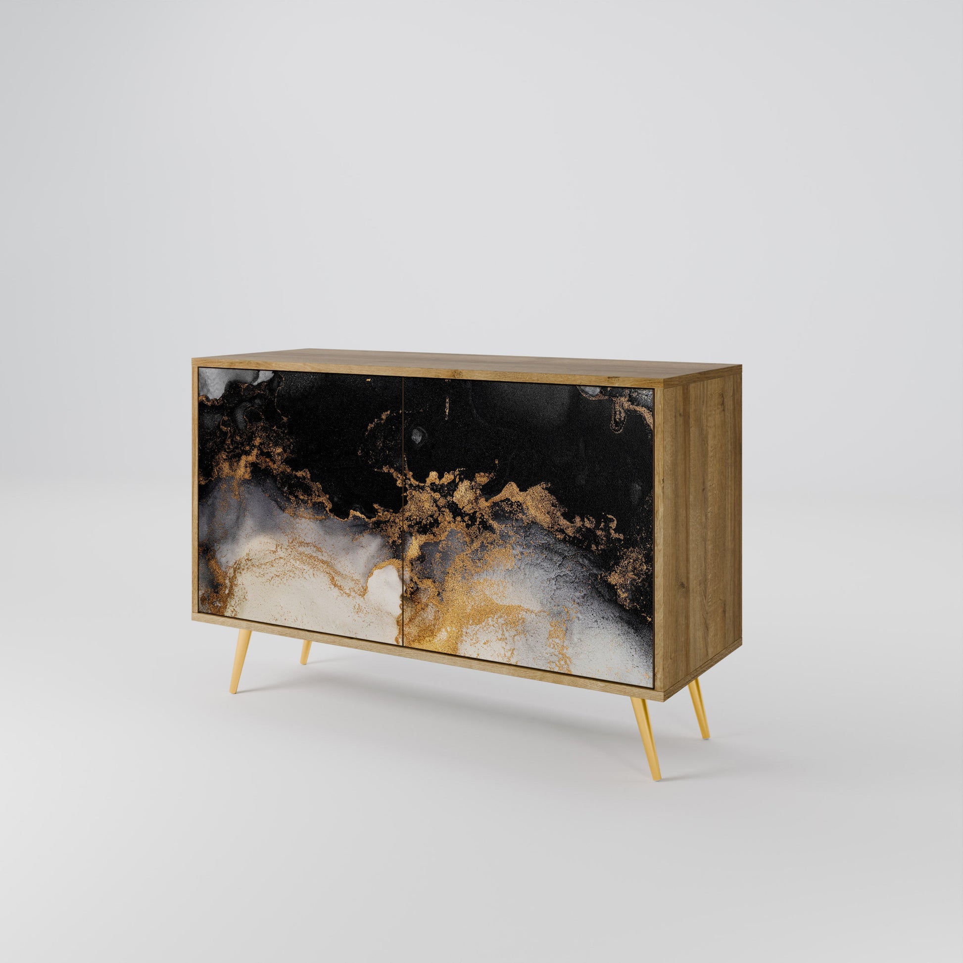 Buffet 2 portes MARBLE OF TOMMORROW effet chêne