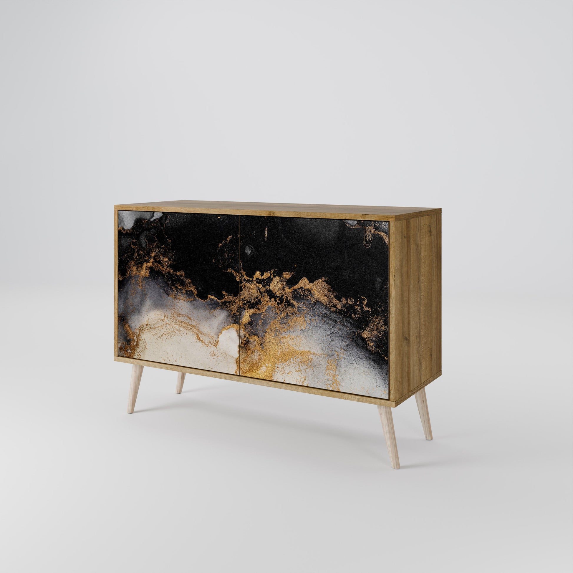 Buffet 2 portes MARBLE OF TOMMORROW effet chêne