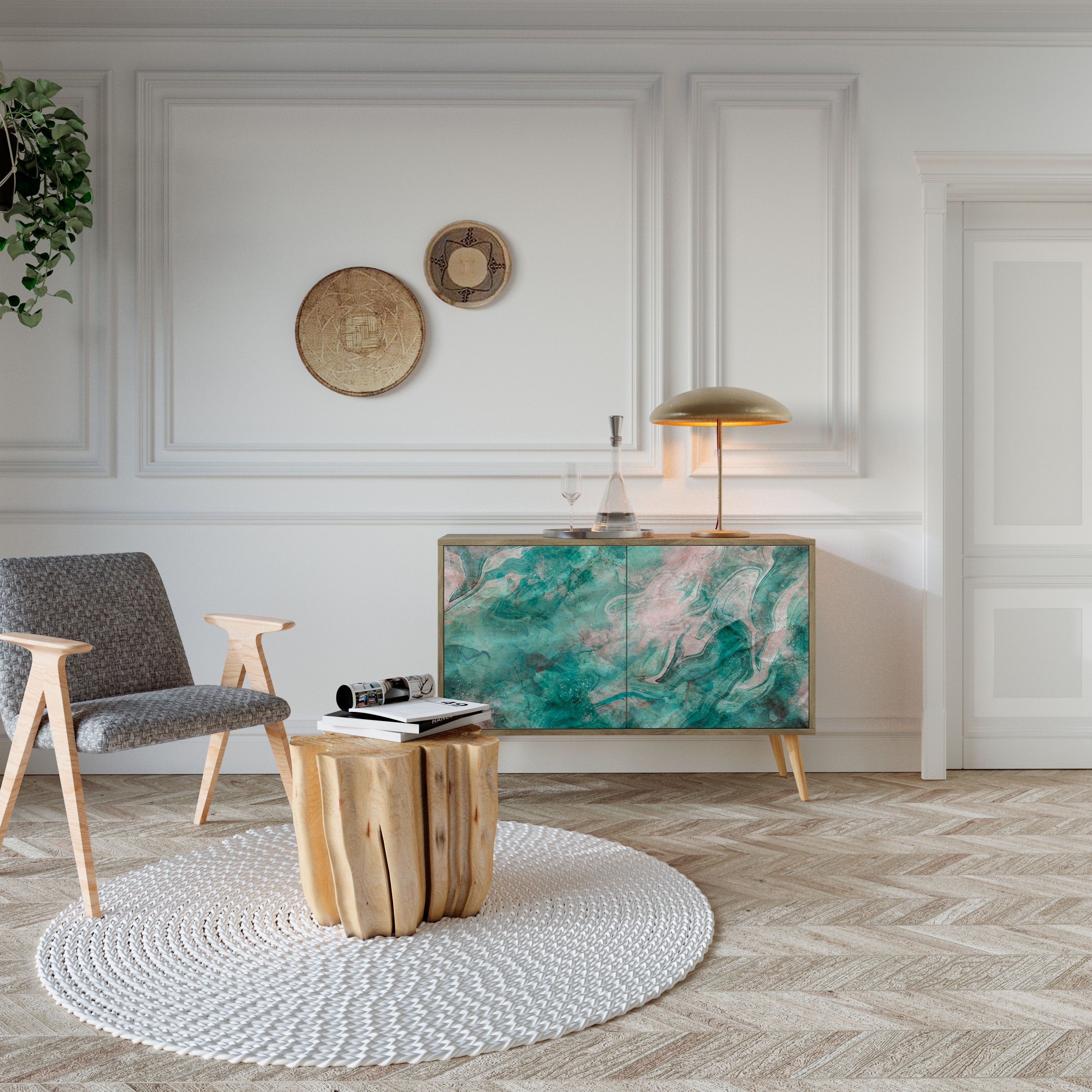 Buffet 2 portes ABSTRACT ALCHEMY effet chêne