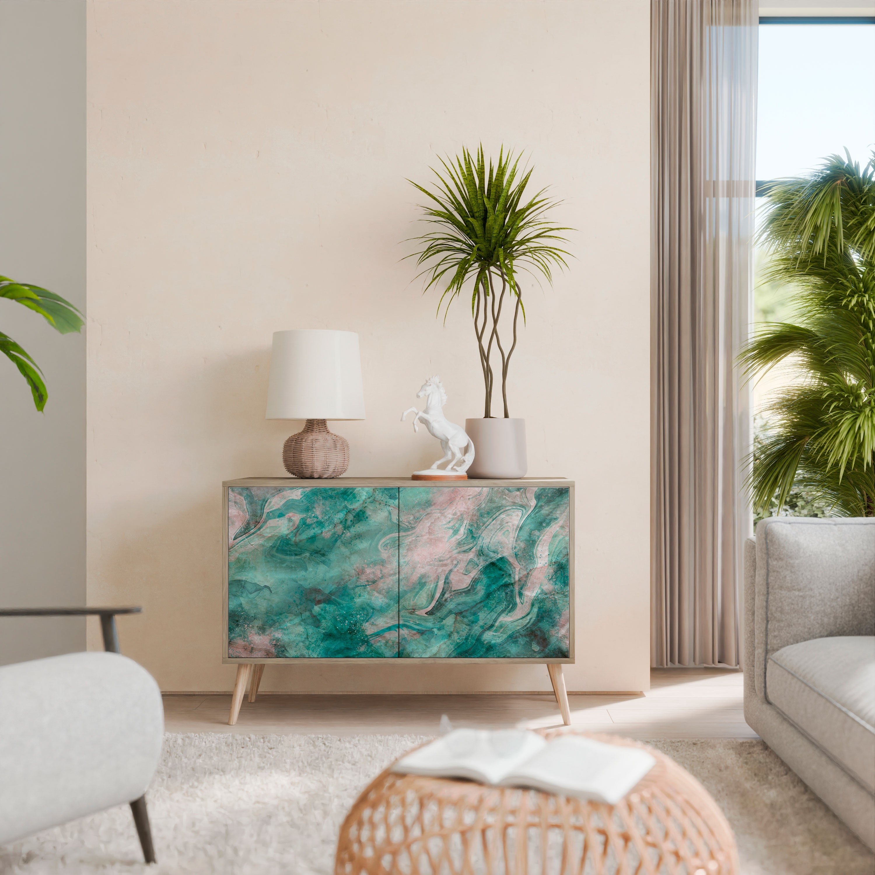 Buffet 2 portes ABSTRACT ALCHEMY effet chêne