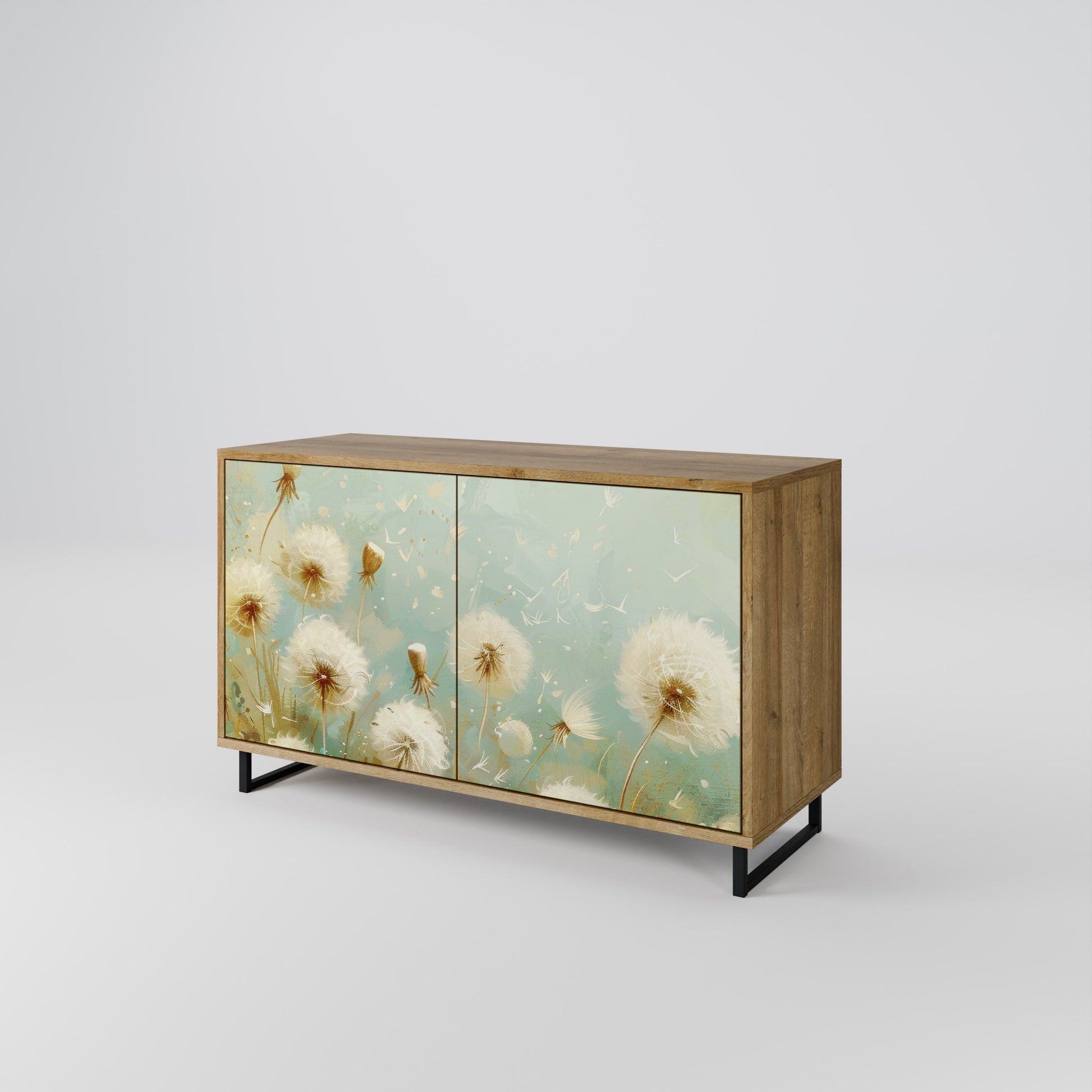 Buffet 2 portes DREAMY MEADOW effet chêne