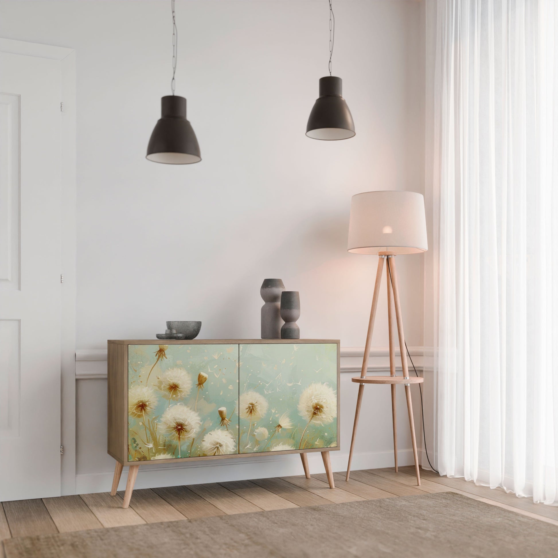 Buffet 2 portes DREAMY MEADOW effet chêne