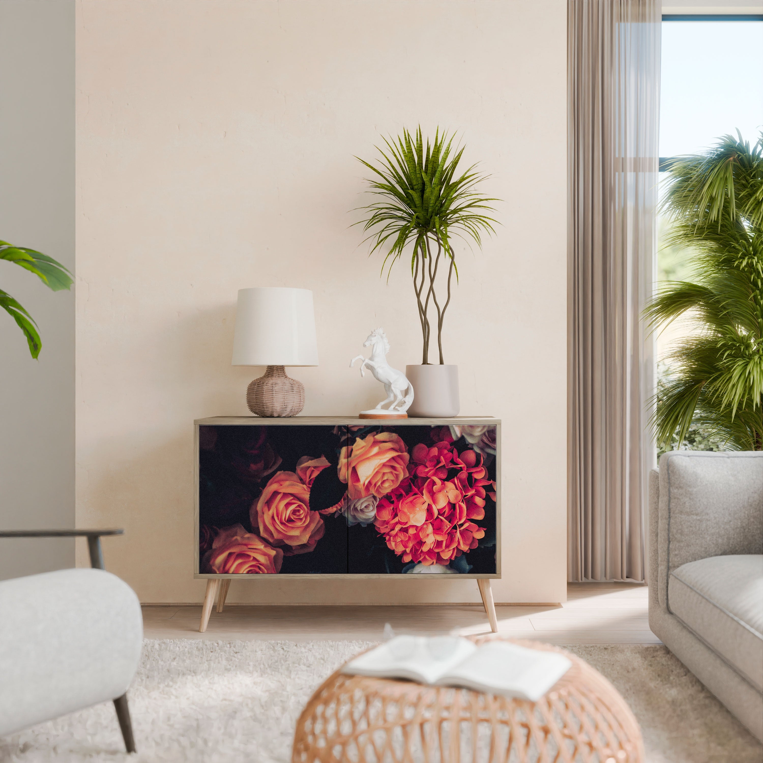 NEVERENDING BLOOM 2-Door Sideboard in Oak Effect