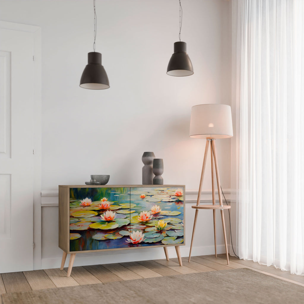 Buffet 2 portes BLOOMING WATERS effet chêne