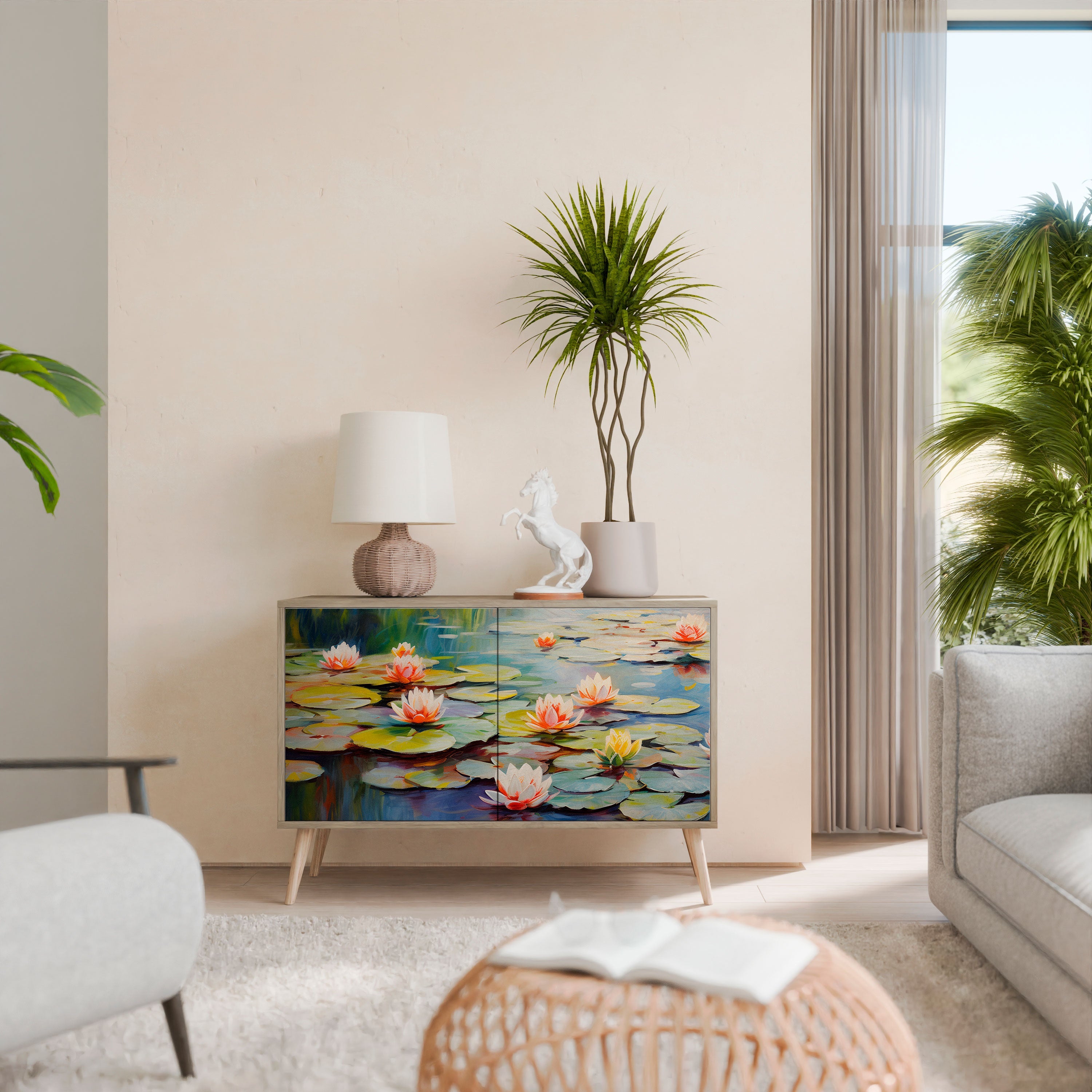 BLOOMING WATERS 2-Door Sideboard in Oak Effect