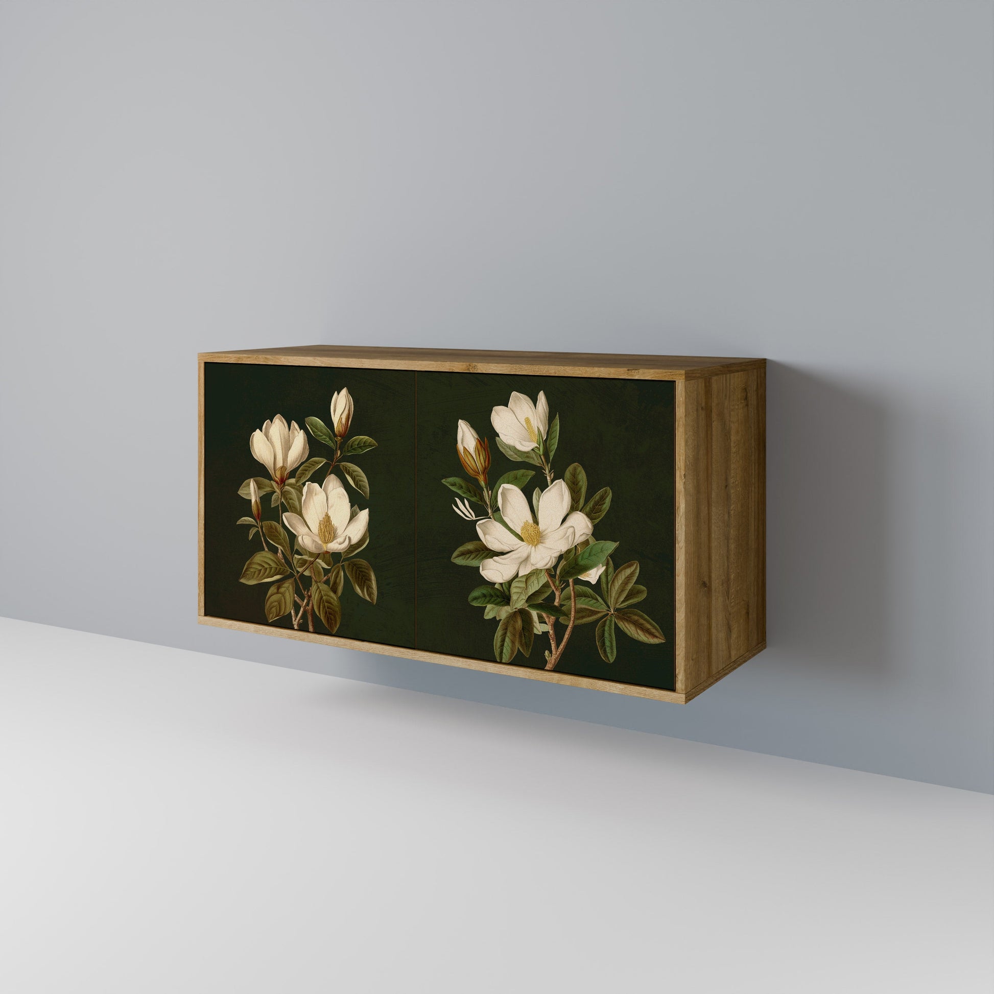 Buffet 2 portes FLORAL NOIR effet chêne