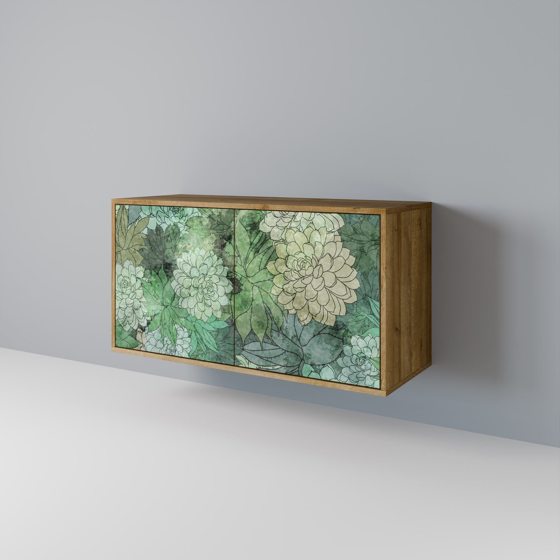 Buffet 2 portes SUCCULENT CLUSTER effet chêne