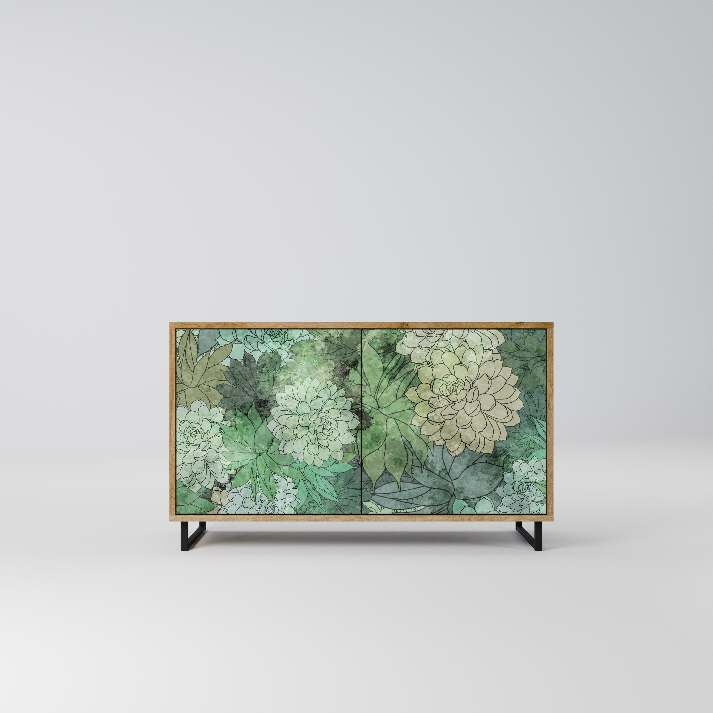 Buffet 2 portes SUCCULENT CLUSTER effet chêne