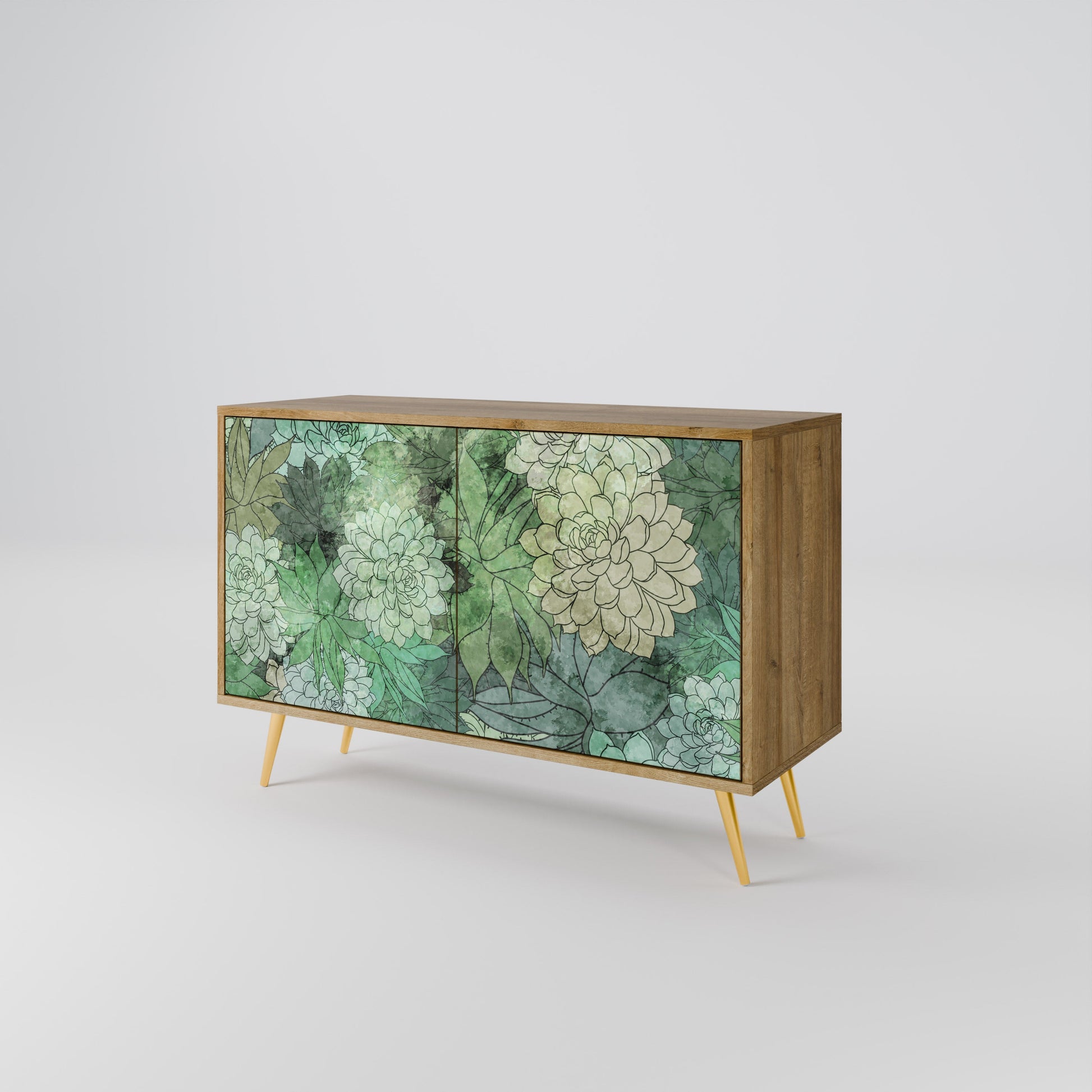 Buffet 2 portes SUCCULENT CLUSTER effet chêne