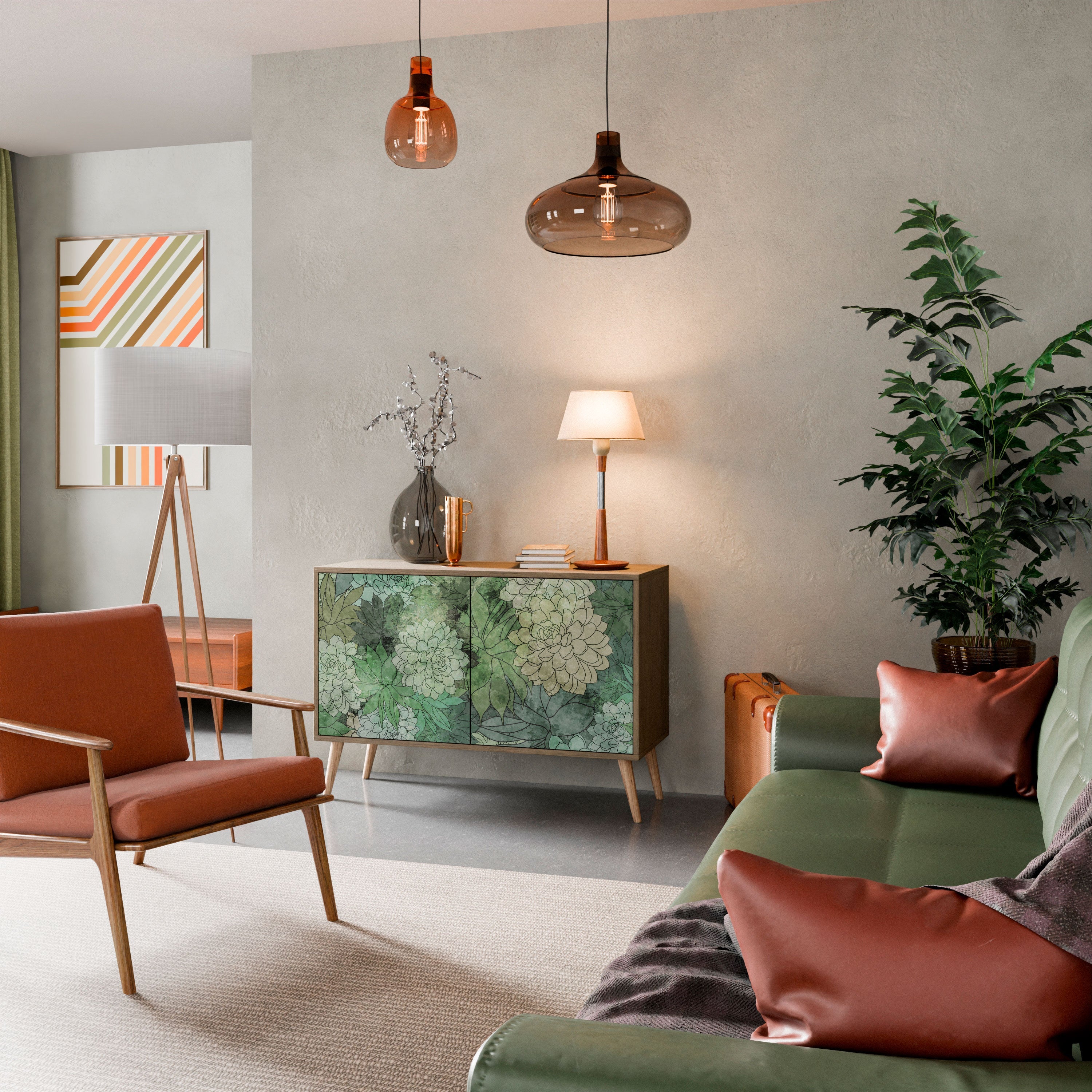 Buffet 2 portes SUCCULENT CLUSTER effet chêne