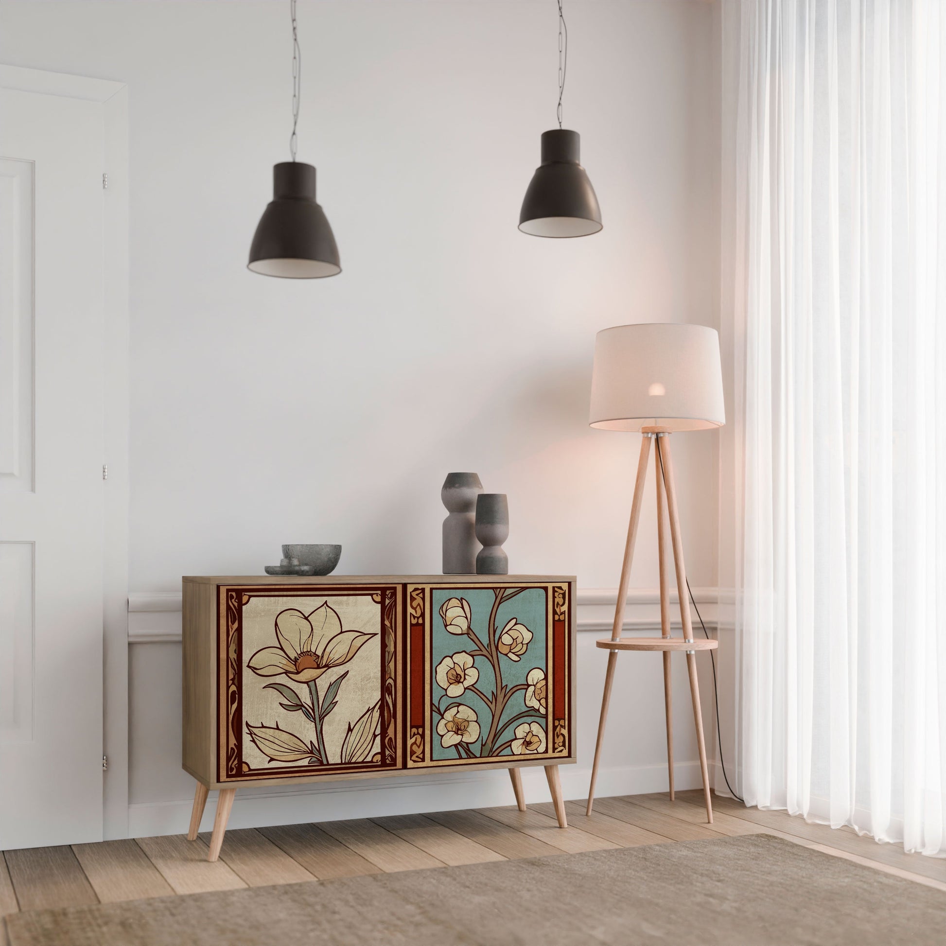 Buffet 2 portes FLORA TIMELESS effet chêne