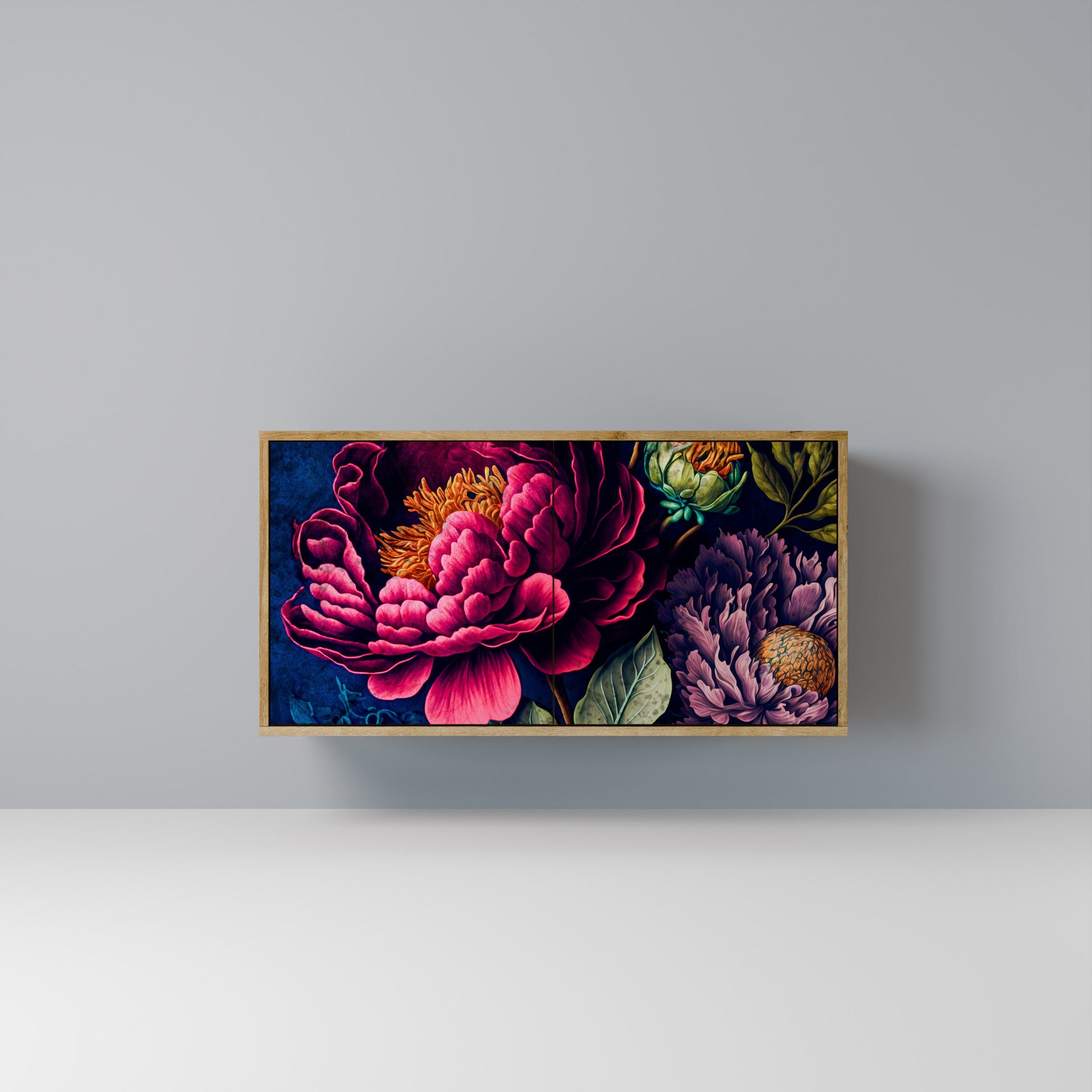 Buffet 2 portes effet chêne BLOOMING ELEGANCE