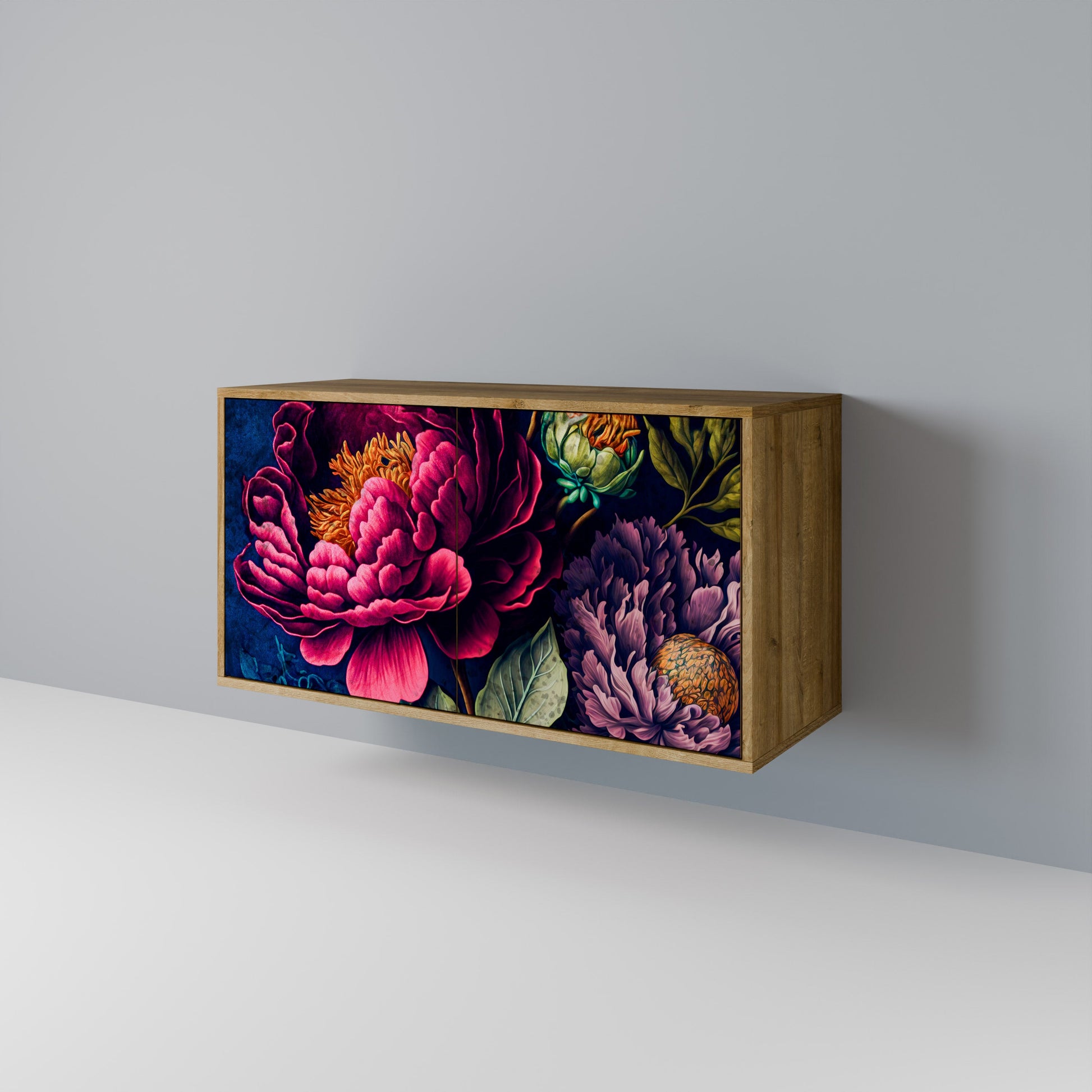 Buffet 2 portes effet chêne BLOOMING ELEGANCE