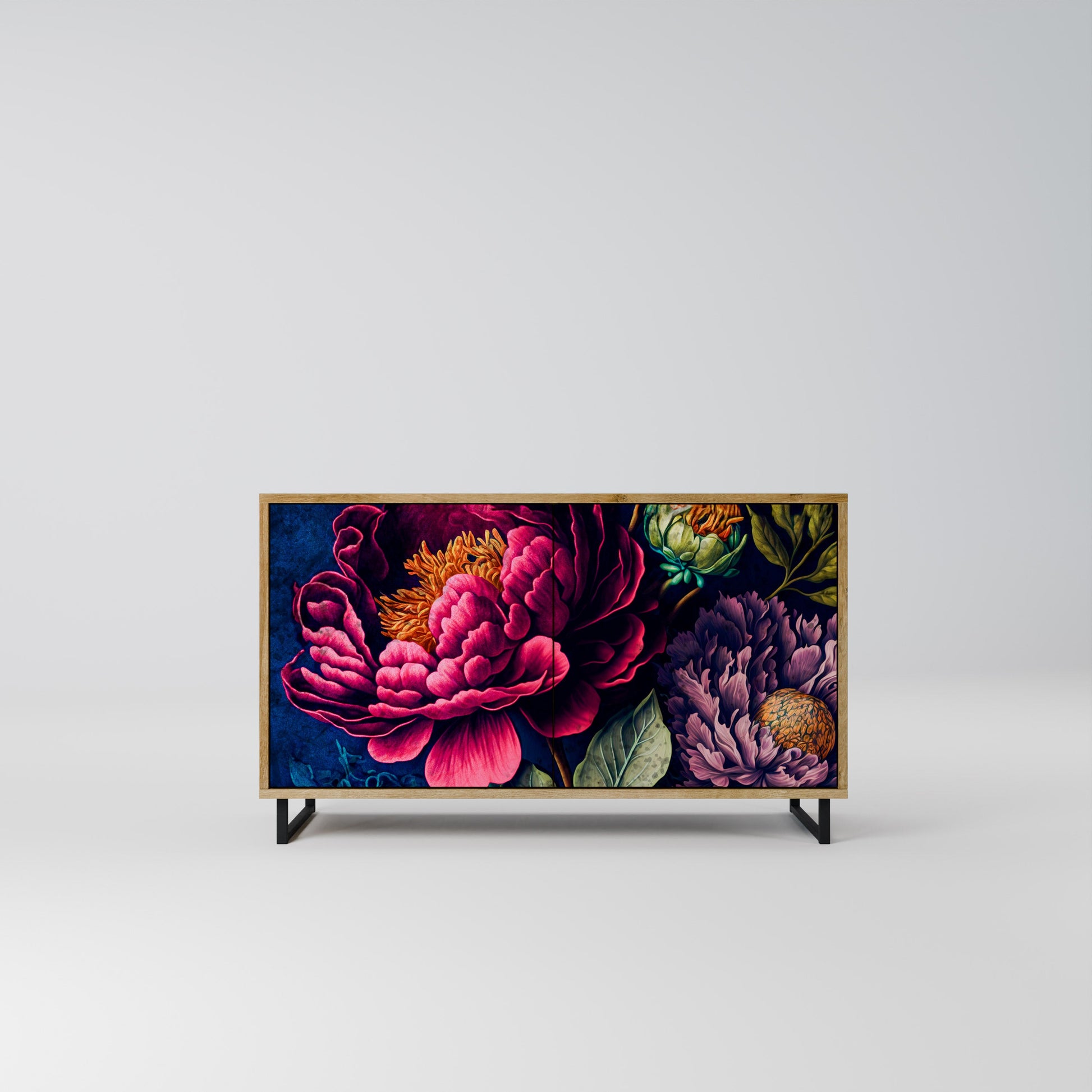 Buffet 2 portes effet chêne BLOOMING ELEGANCE
