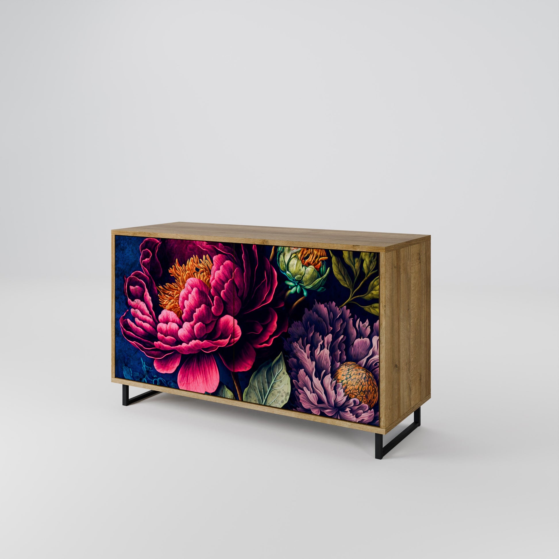 Buffet 2 portes effet chêne BLOOMING ELEGANCE