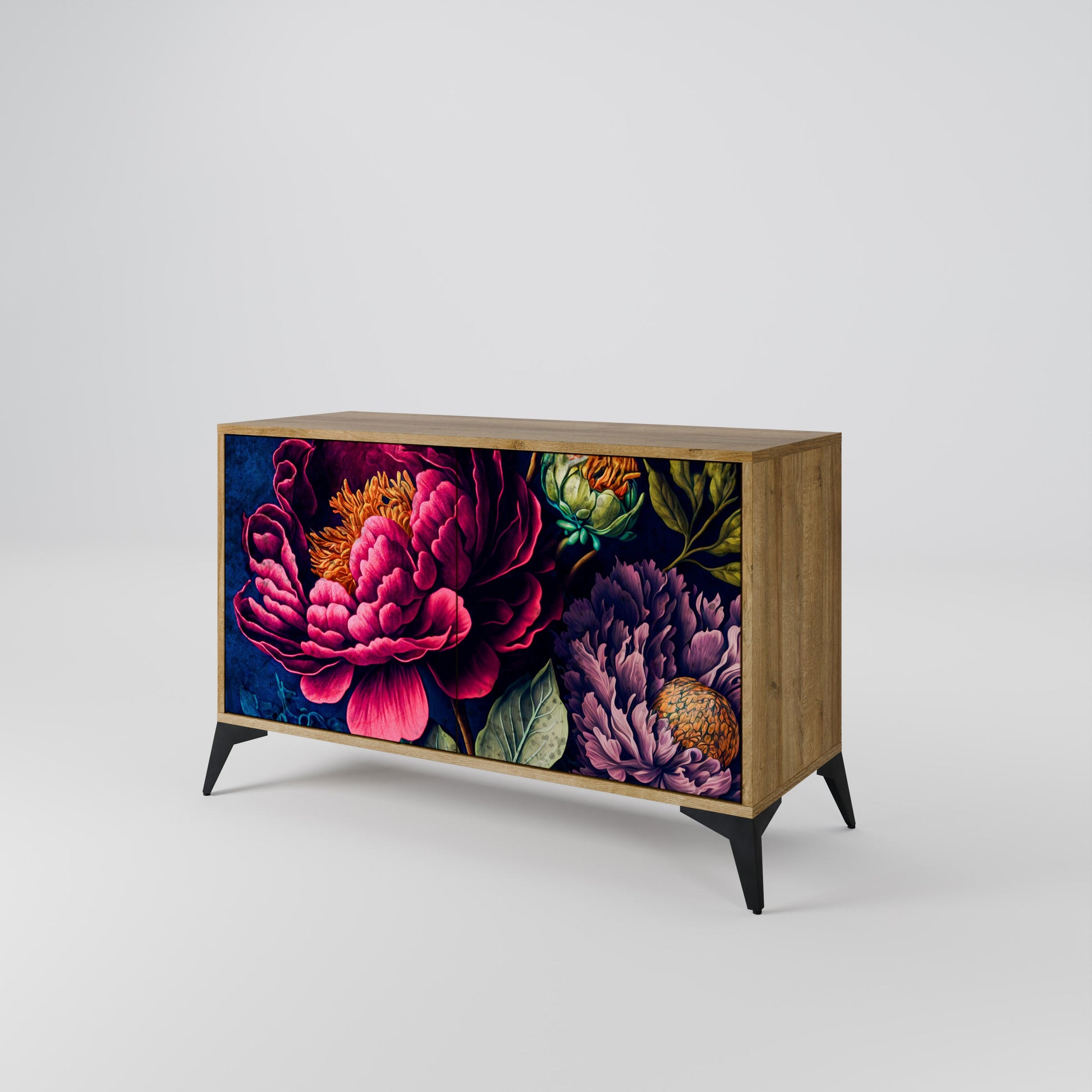 Buffet 2 portes effet chêne BLOOMING ELEGANCE
