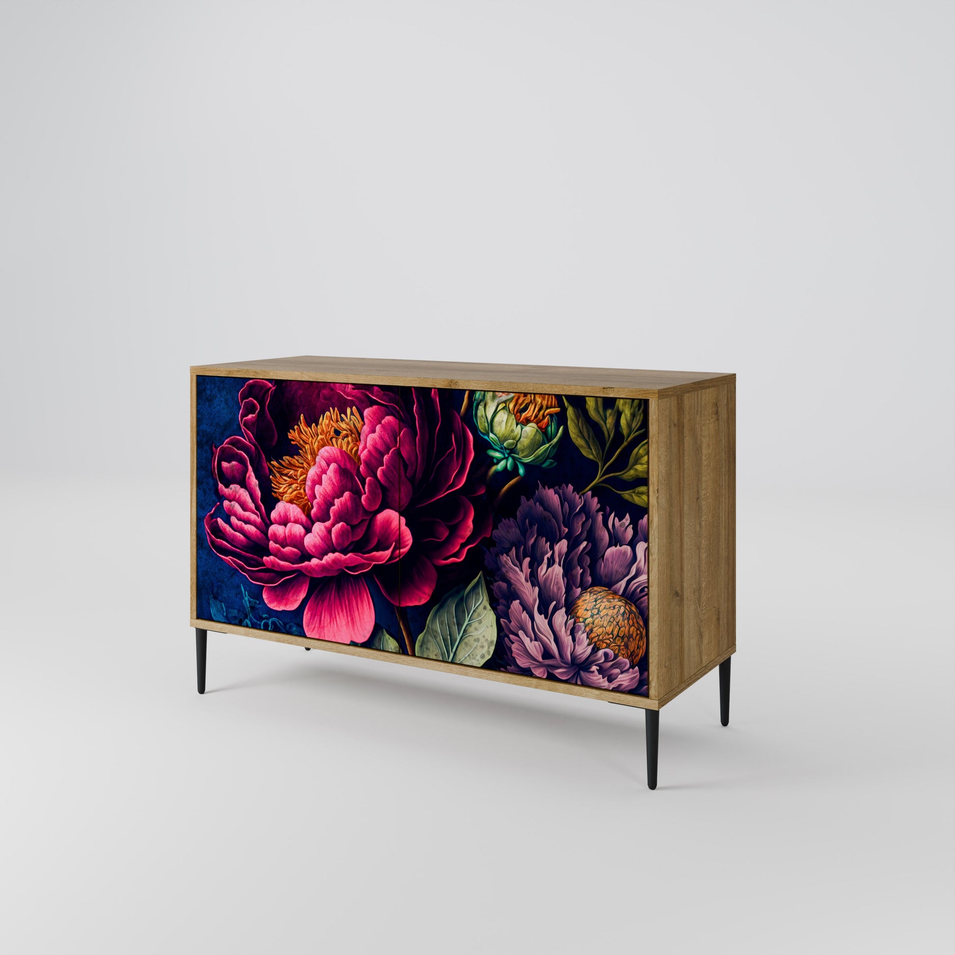 Buffet 2 portes effet chêne BLOOMING ELEGANCE